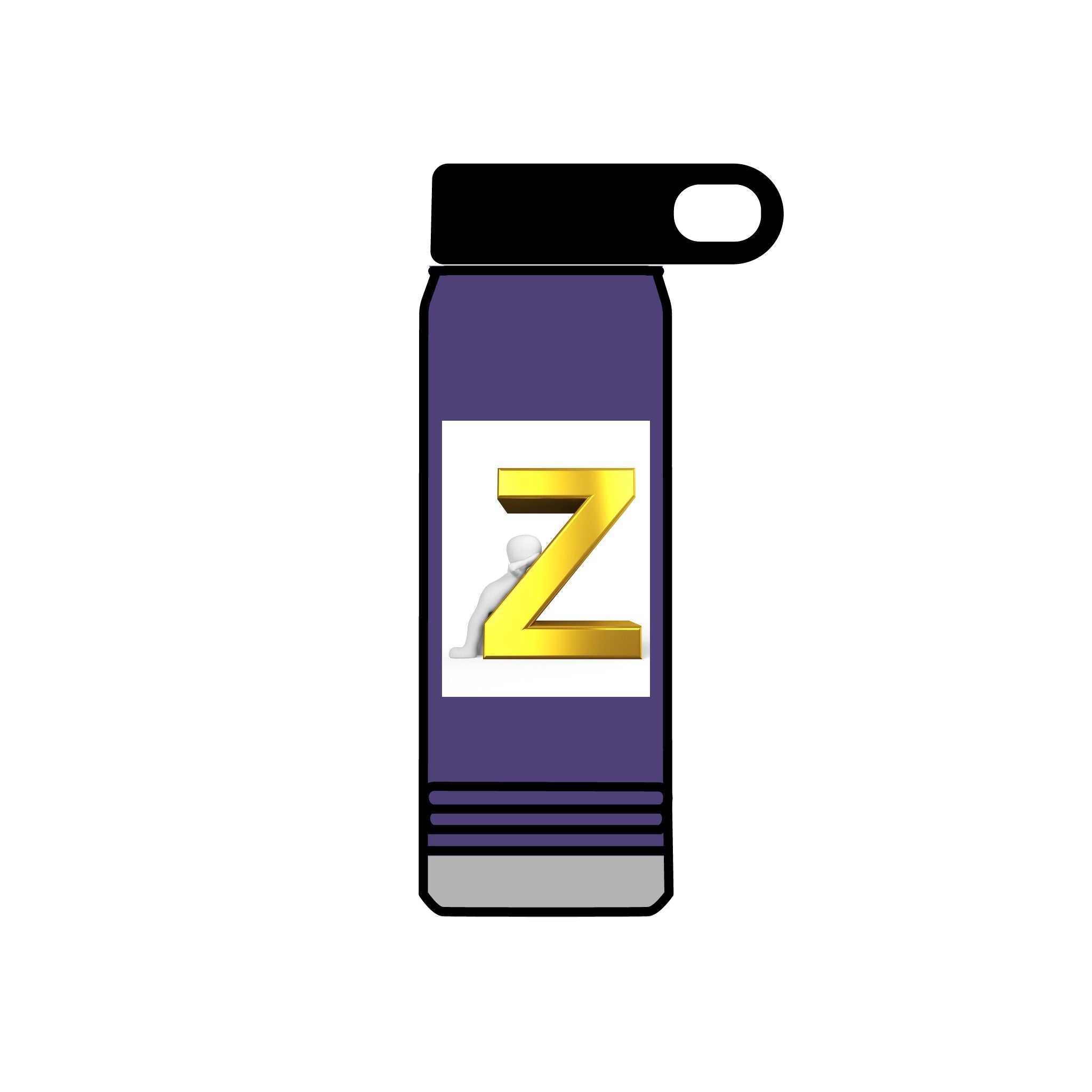 Gold 3D Letter Z Water Bottle | Monogram Initial 20oz