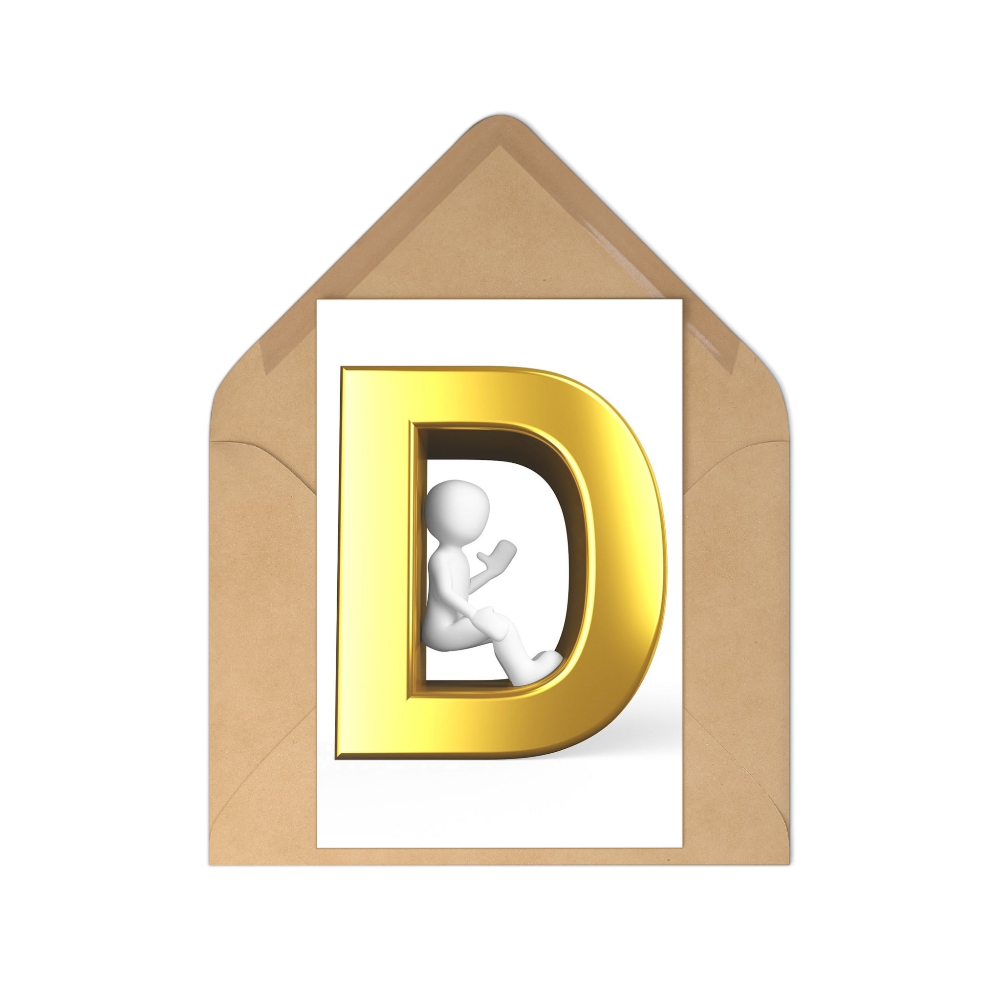 Golden Letter D Postcards | 7 PCS Alphabet Note Cards