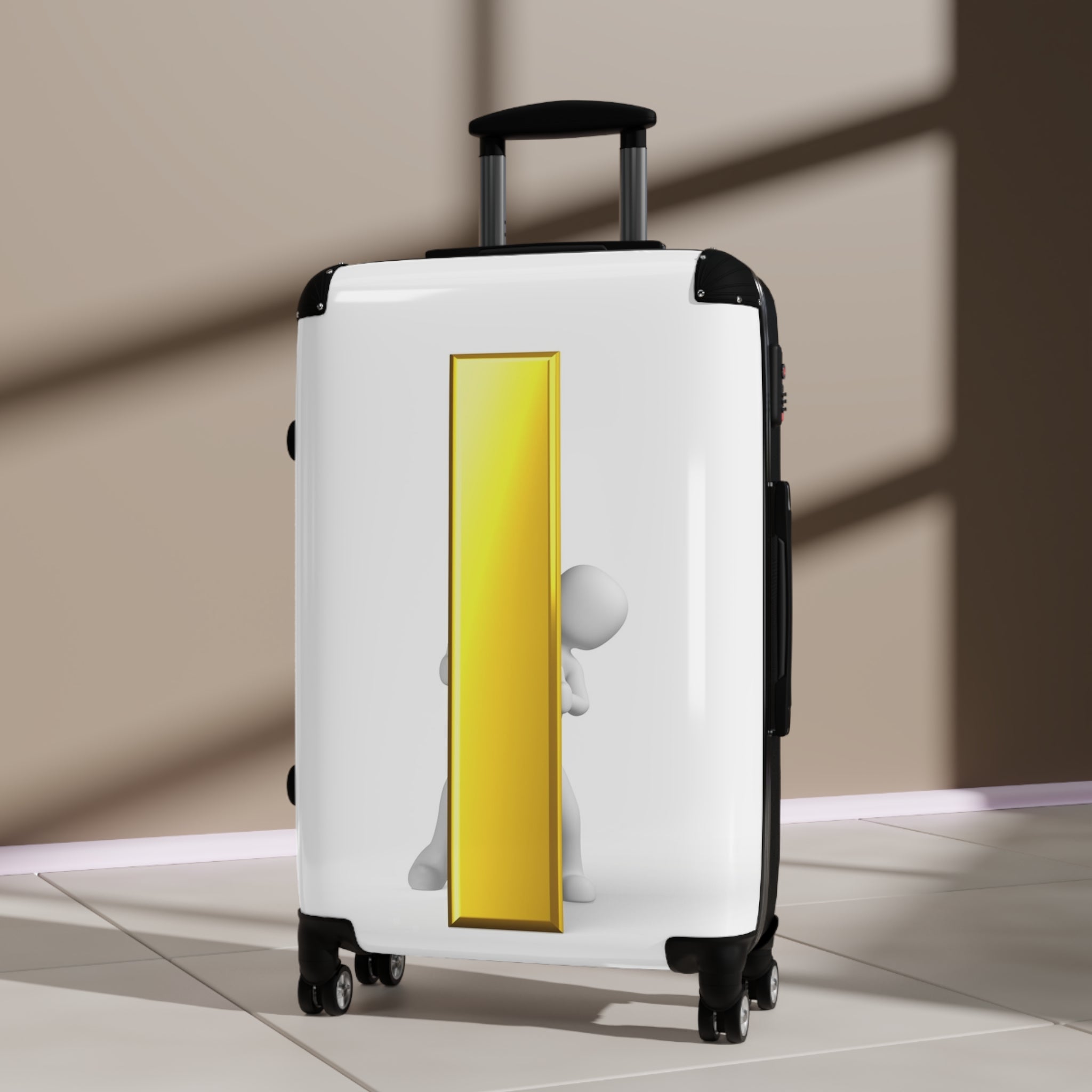 3D Character with Gold Letter i Suitcase | Rolling Luggage