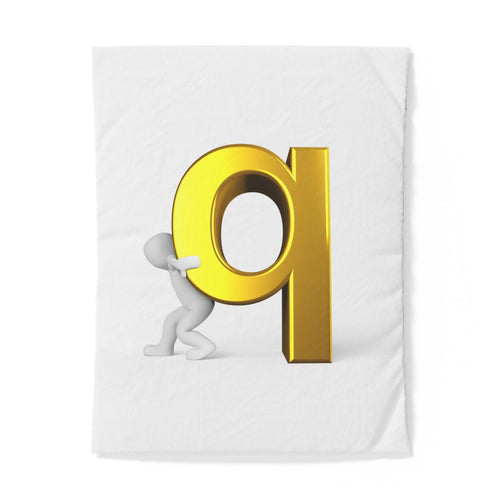 Housse de couette en coton 3D Lettre Q dorée avec personnage | Parure de lit alphabet