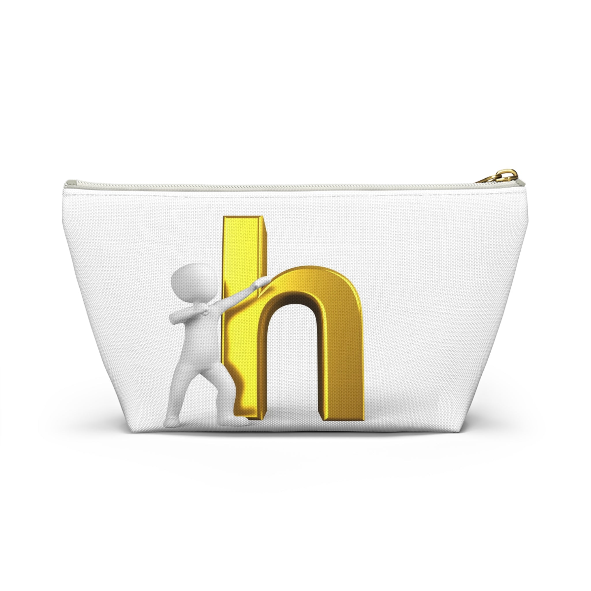 3D Person Pushing Gold Letter H Accessory Pouch