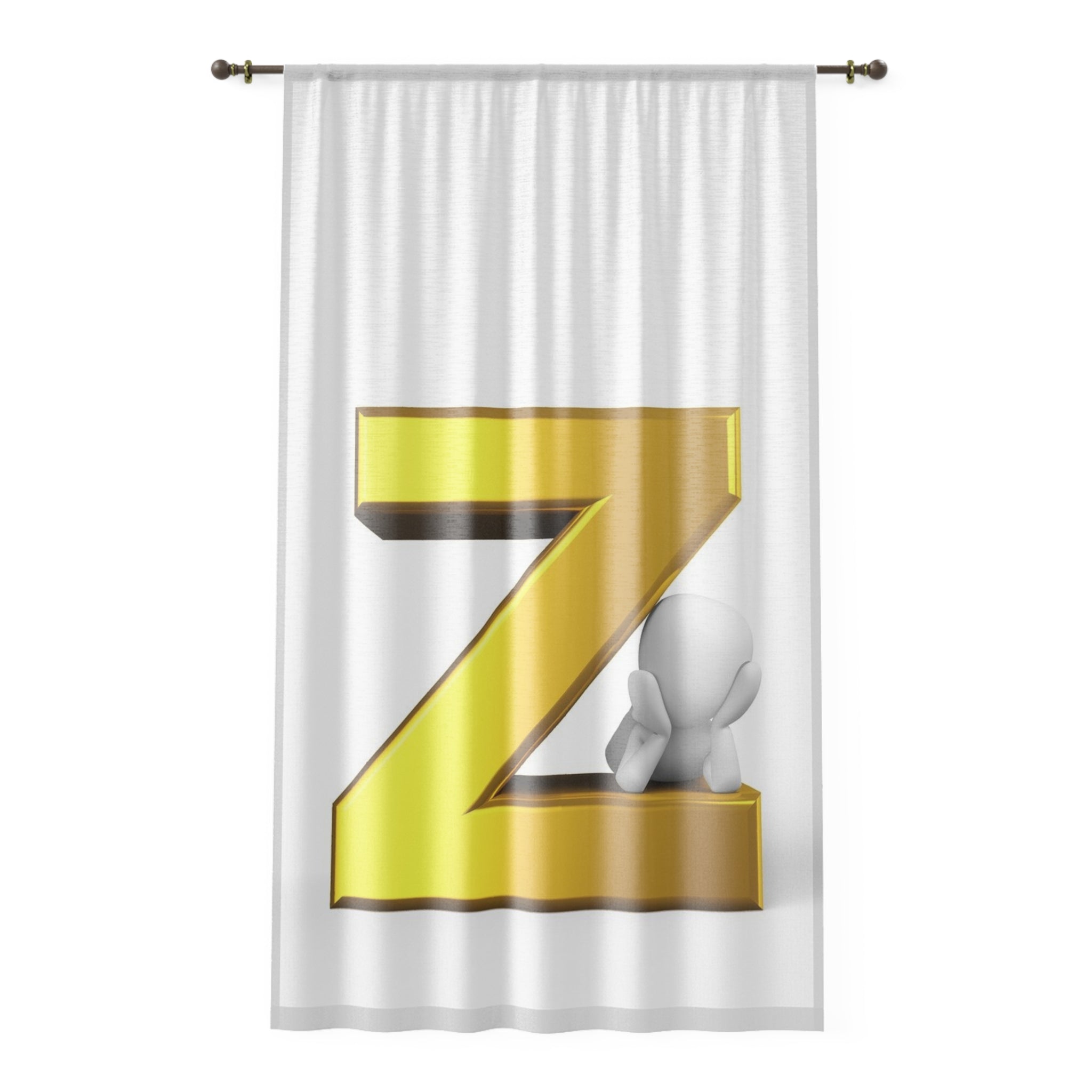Gold Letter Z curtain | Window Curtain | Monogram Initial Z