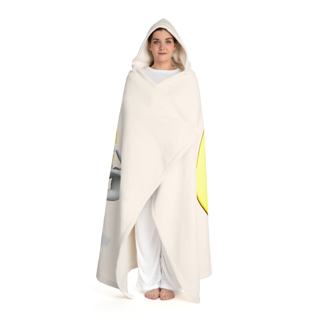 Cozy Hooded Sherpa Fleece Blanket | Gold Letter Q With Figure Plush Wearable Throw