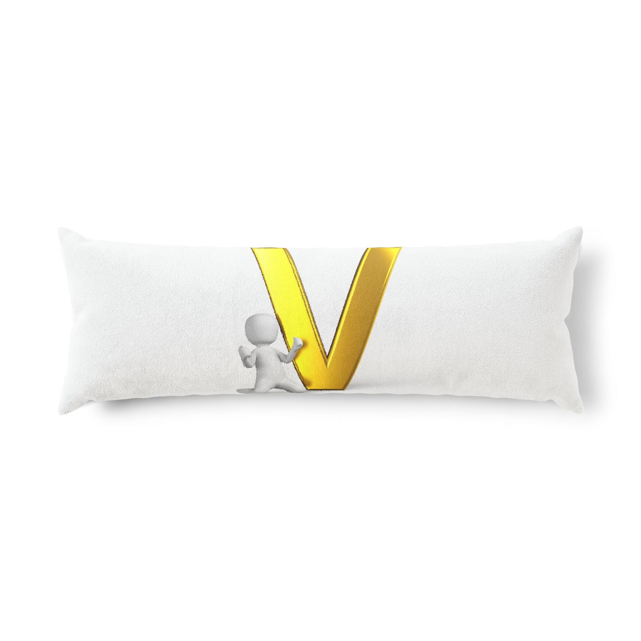 Gold Letter V with 3D Character Body Pillow | Monogram Initial Pillow
