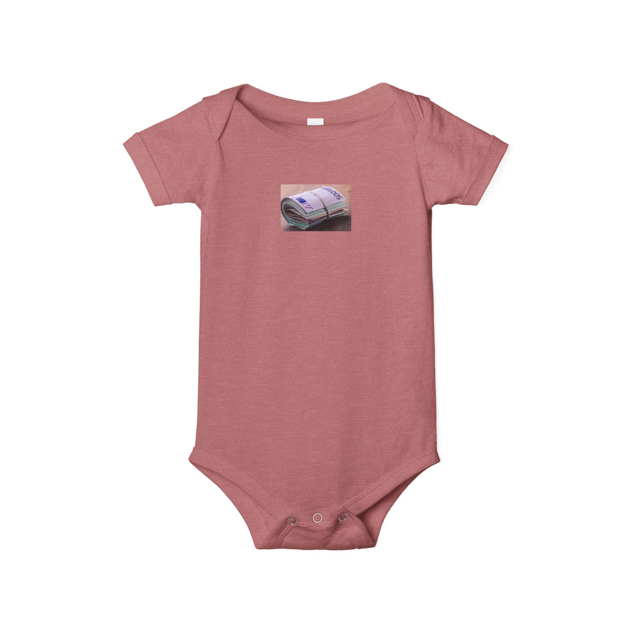 Grenouillère bébé motif pile de billets | Body imprimé argent