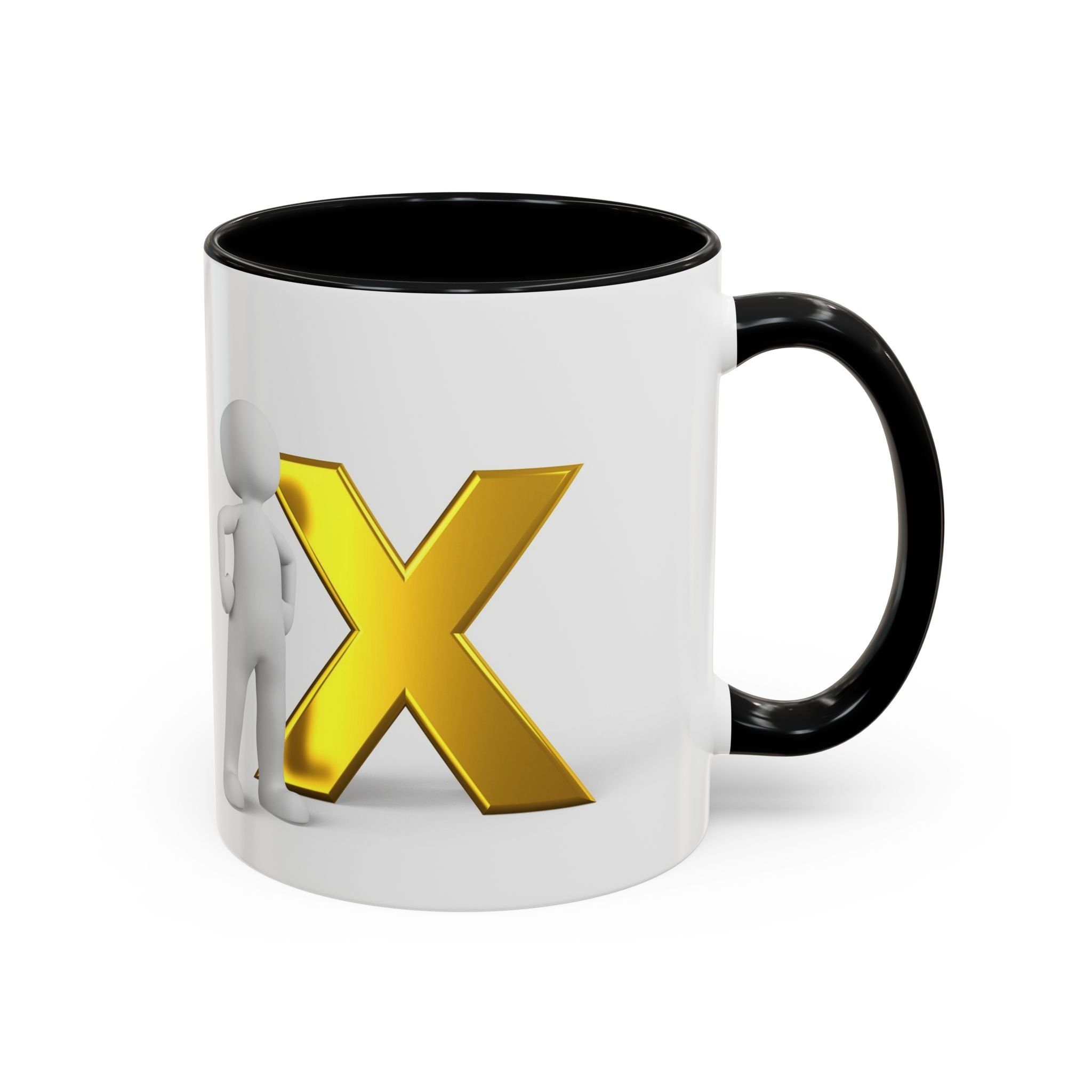 3D Gold X with Figure Mug | Accent Coffee Mug