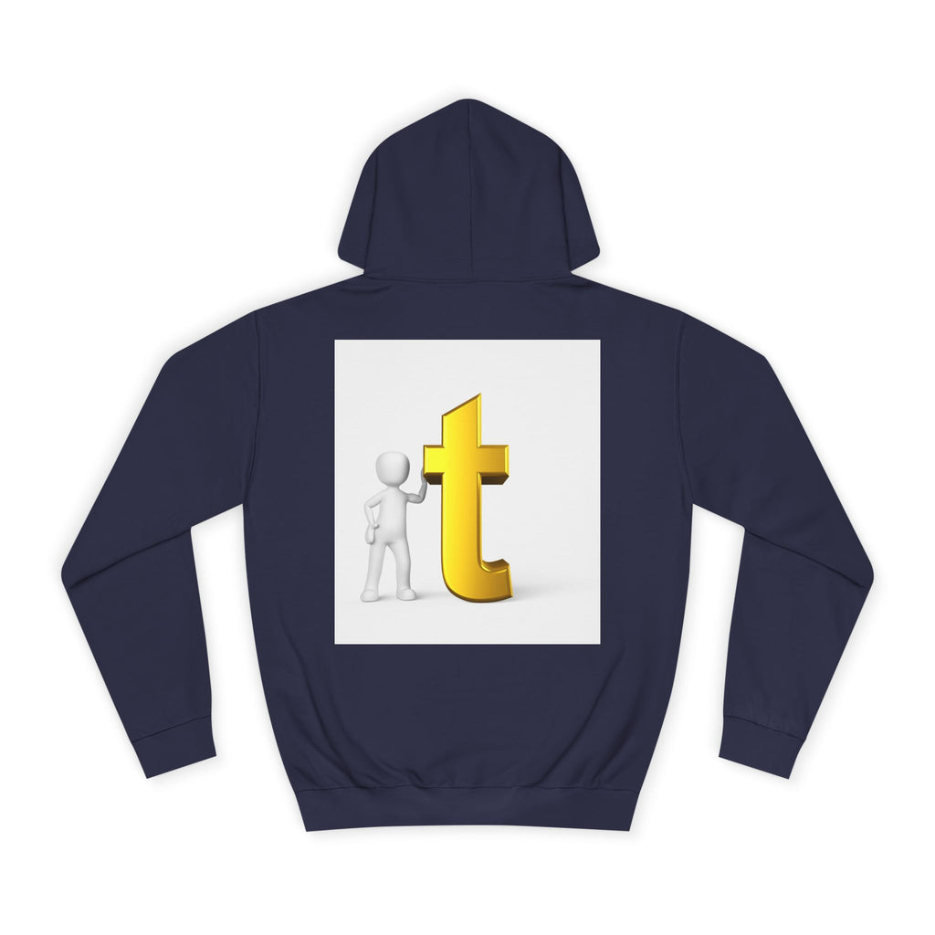 3D Gold Letter T Hoodie | Minimal Letterman Initial Sweatshirt