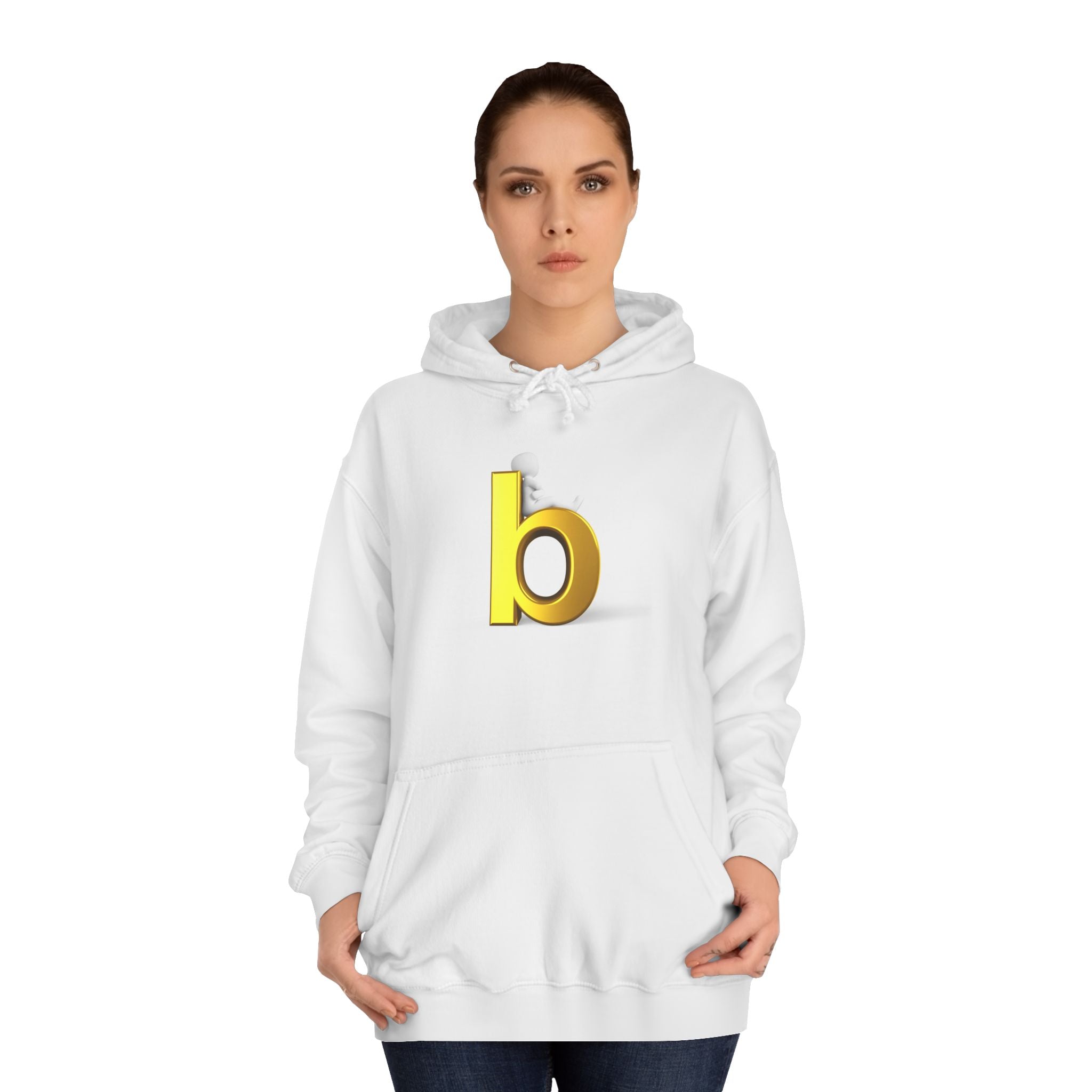 Yellow 3D Letter b Hoodie | Minimal Monogram Initial Sweatshirt