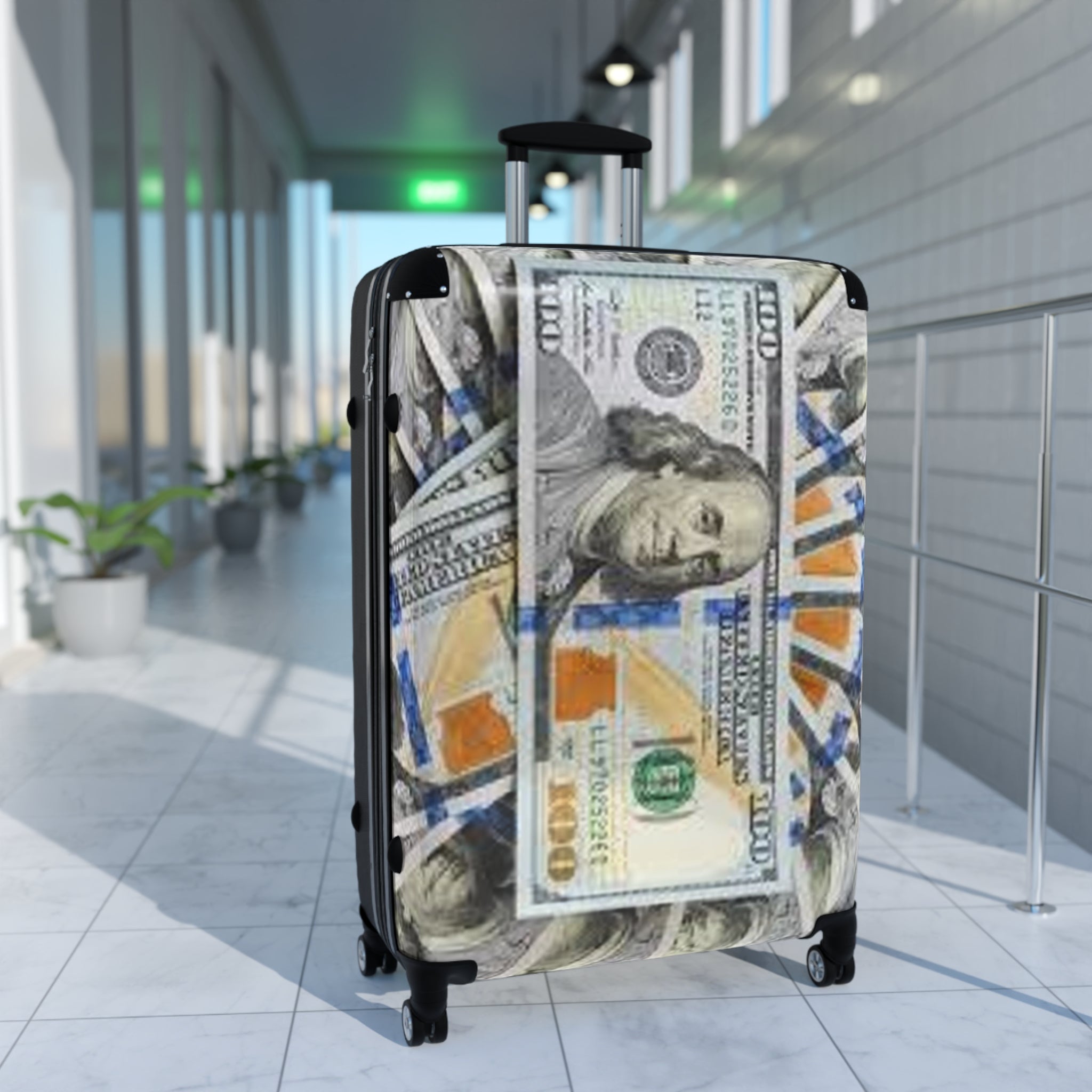 Dollar Bill Collage Suitcase | Travel Luggage, Money Print