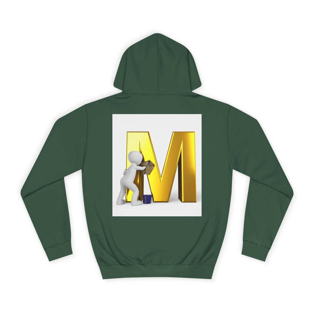 Gold Letter M with Figure Hoodie | Monogram Initial M Sweatshirt