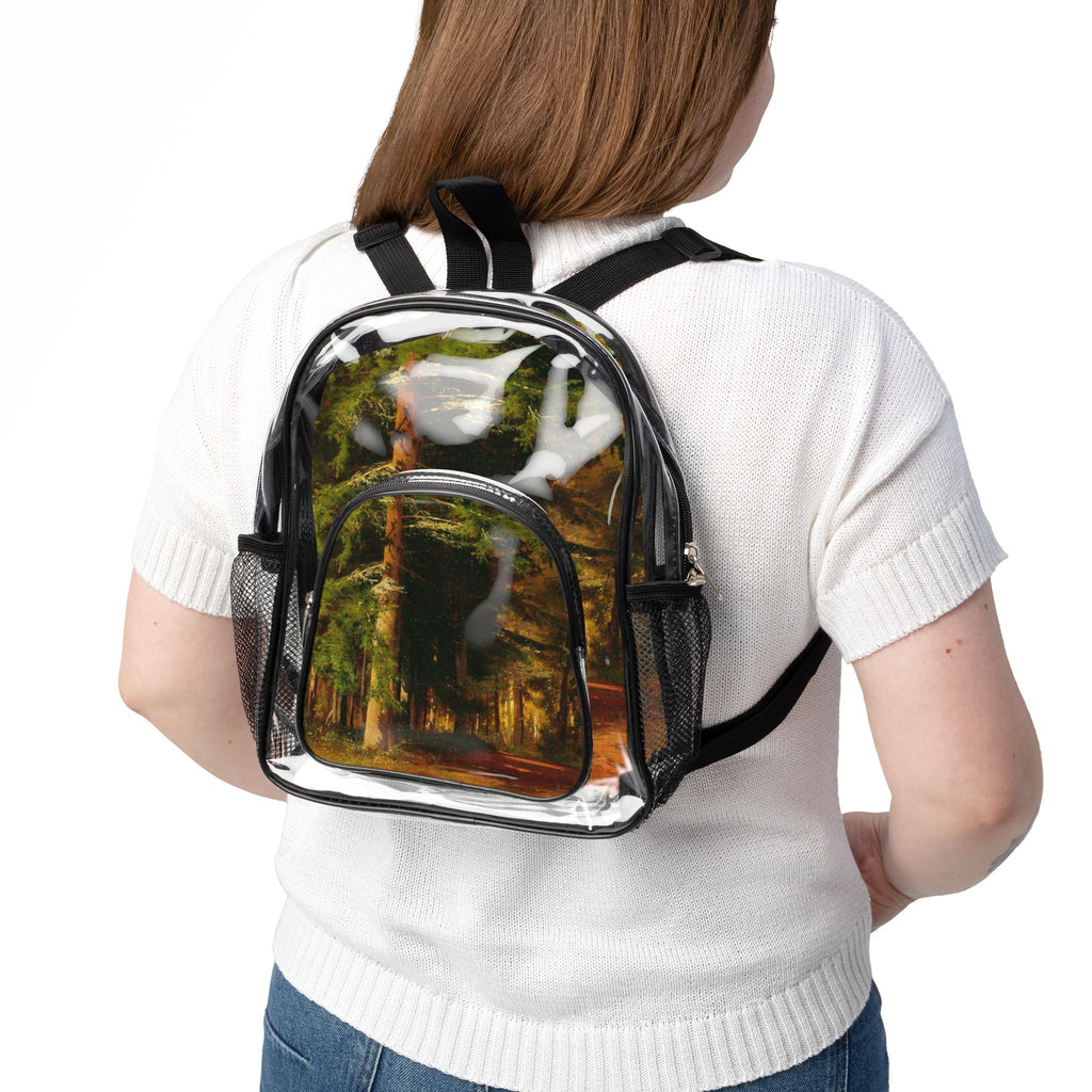 Clear Stadium Backpack / Transparent Forest Print Security Friendly Bag for Events & School