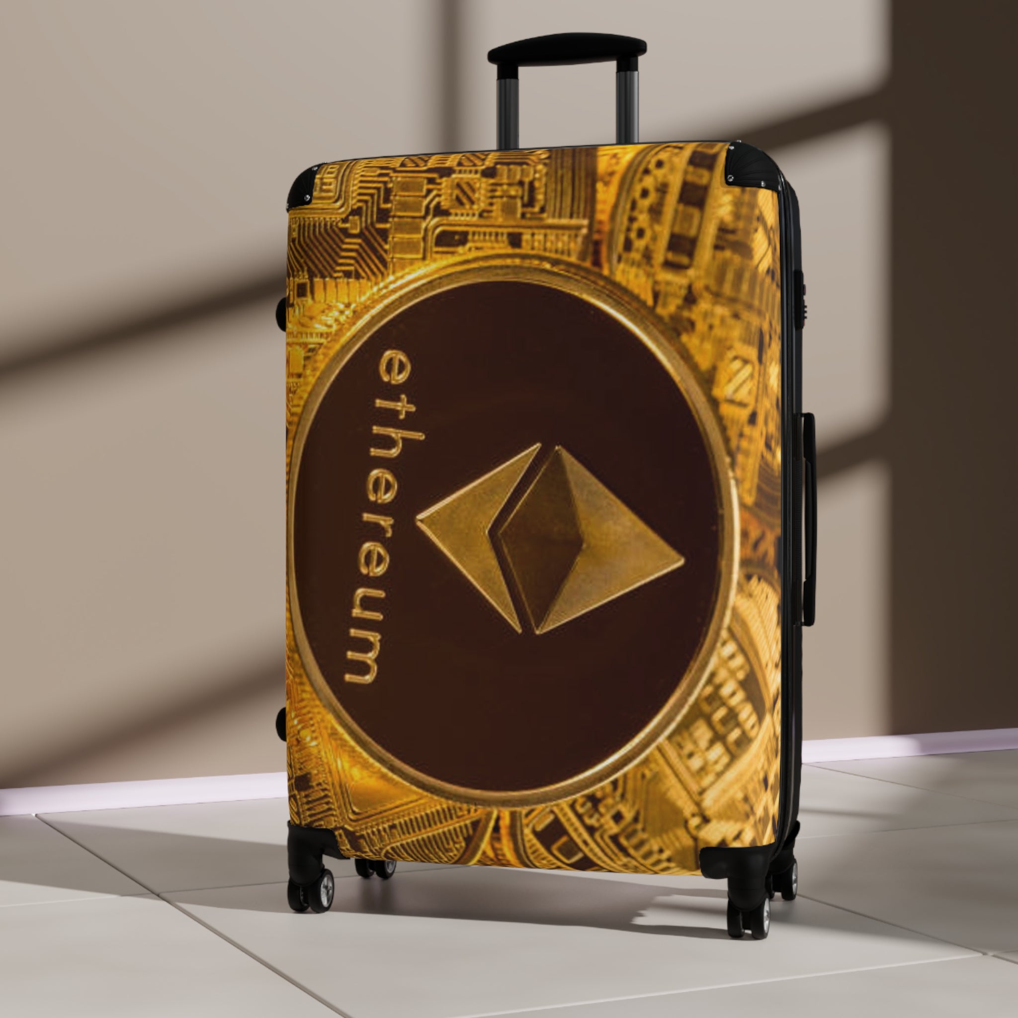 Ethereum Coin Suitcase | Crypto Logo Travel Luggage