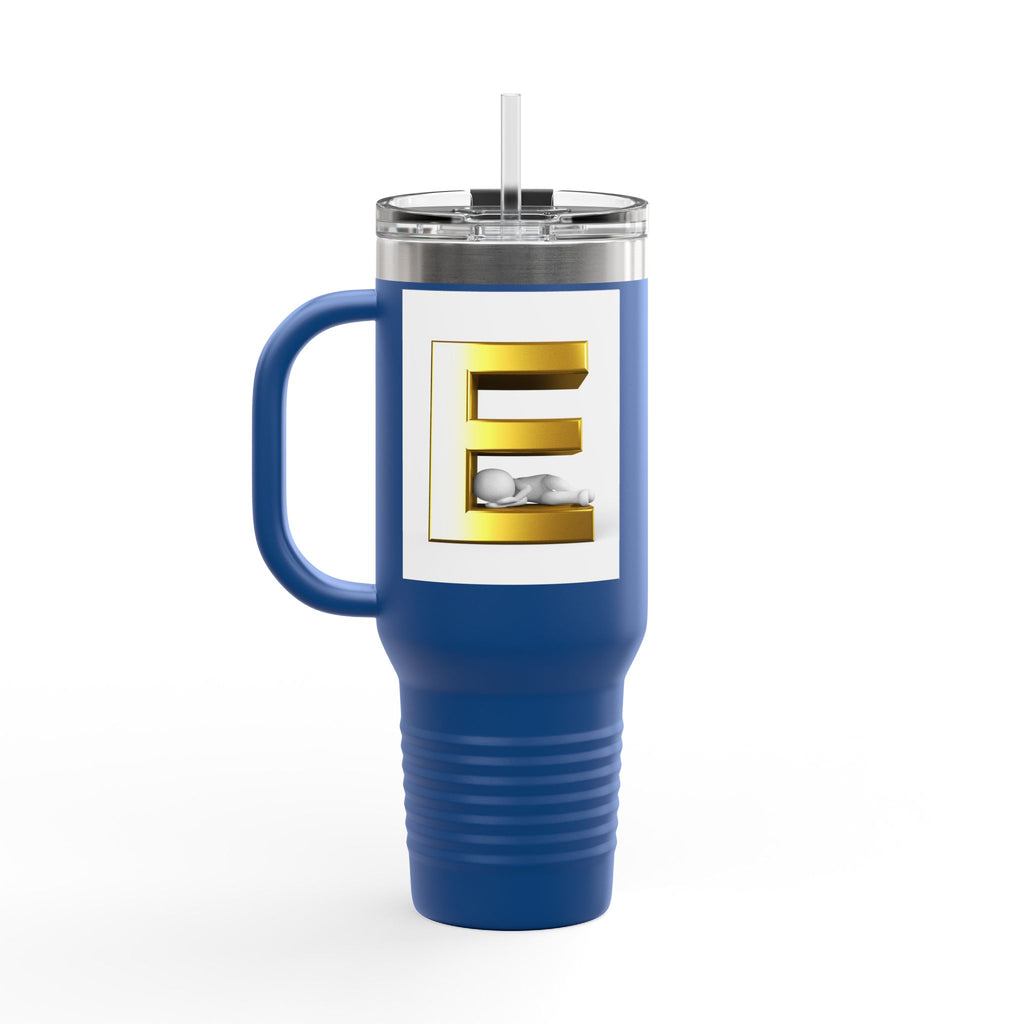 Gold Letter E Monogram Travel Mug | 40oz Insulated Tumbler