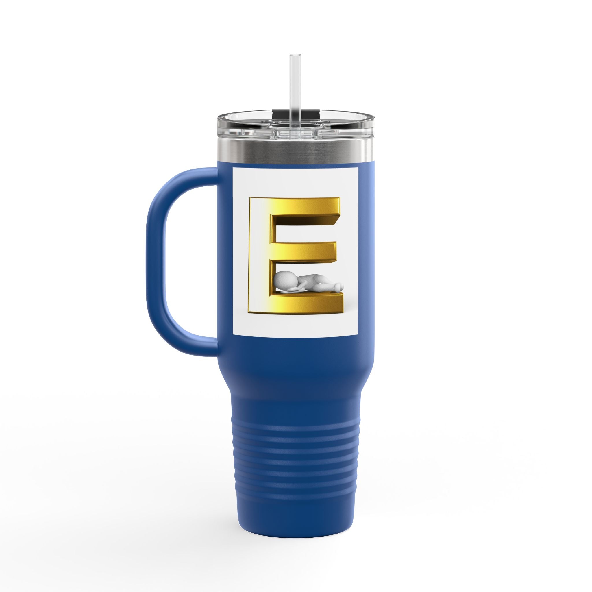 Gold Letter E Monogram Travel Mug | 40oz Insulated Tumbler