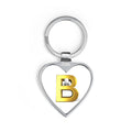 Gold Letter B Heart Keychain | Initial Monogram Keyring