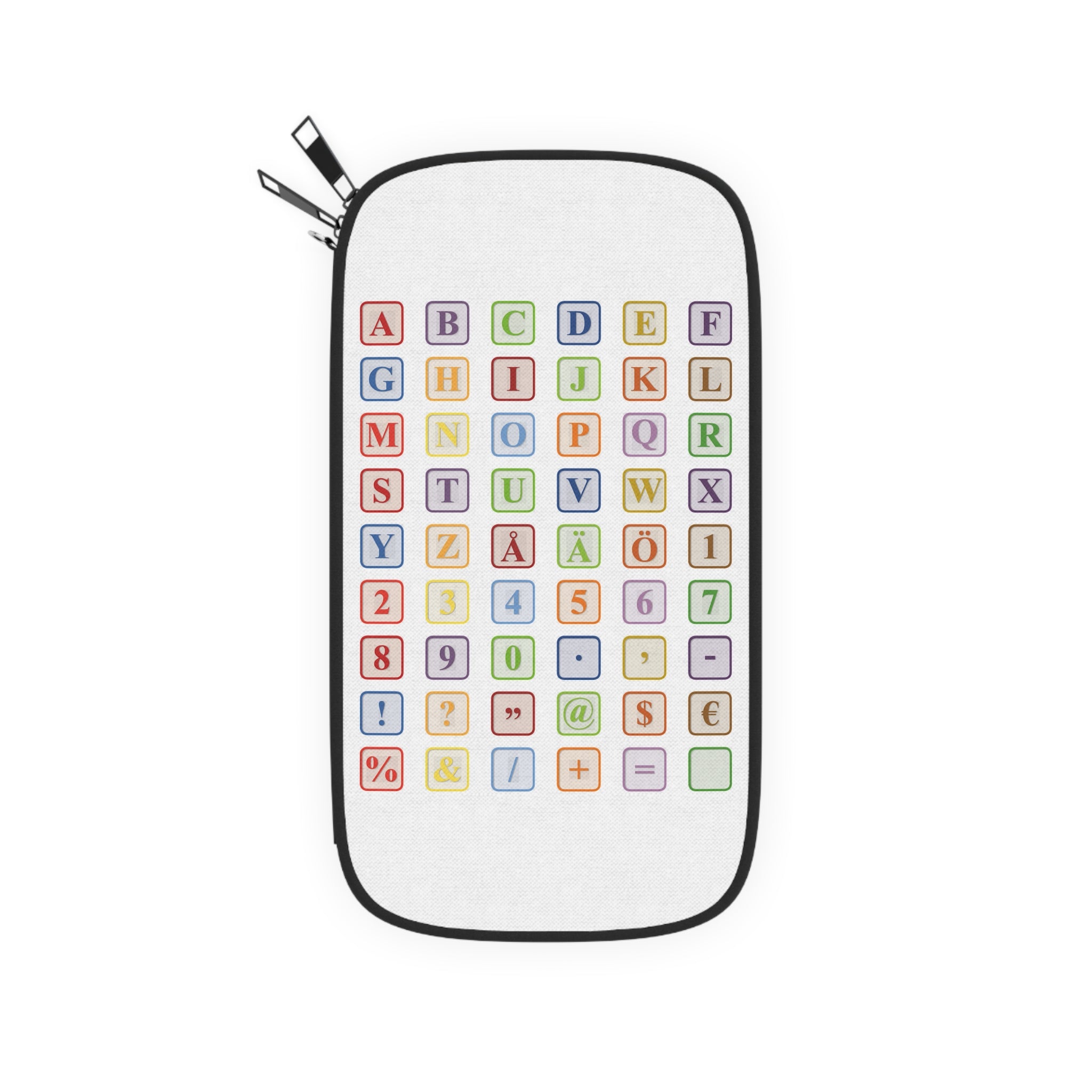 Colorful Keyboard Key Blocks Passport Wallet | Alphabet & Symbols Design