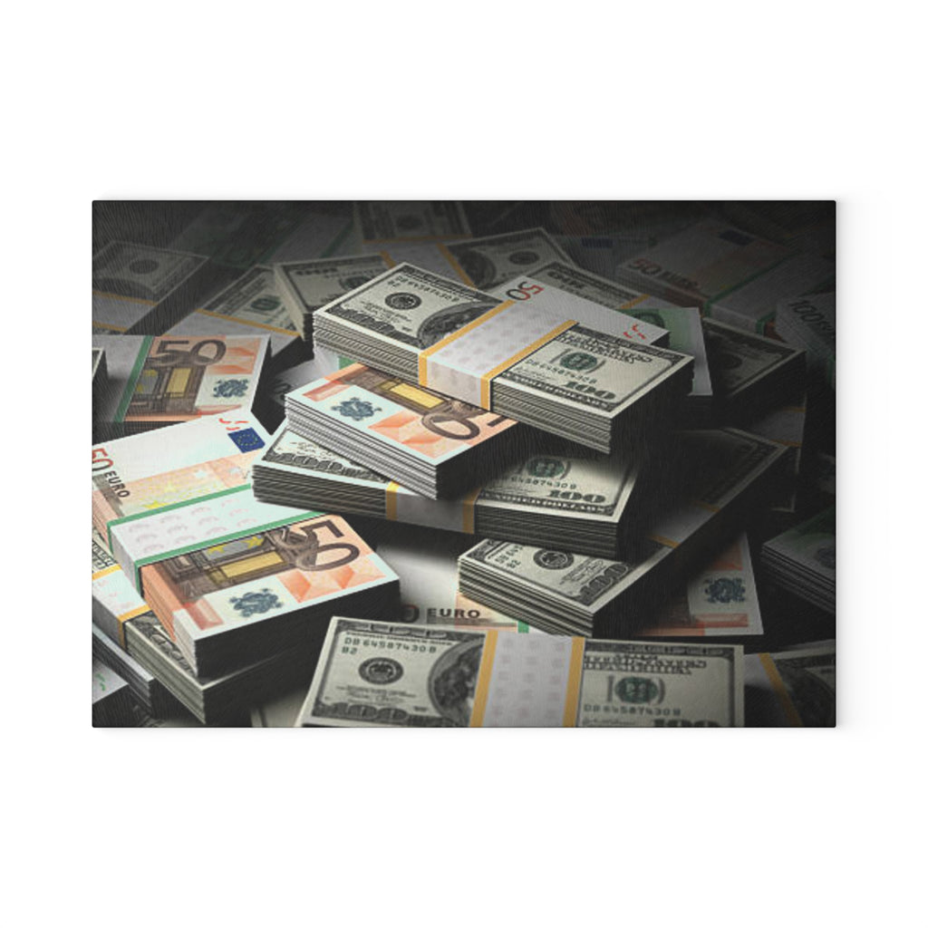 Stacks of Cash Glass Cutting Board | Money Print Kitchen Decor