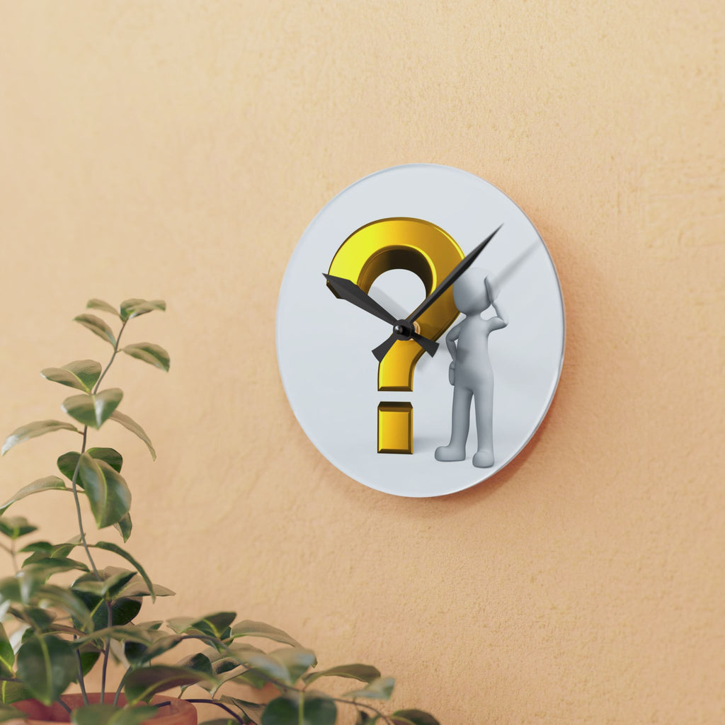 3D Question Mark Figure Acrylic Wall Clock | Modern Round Decorative Clock