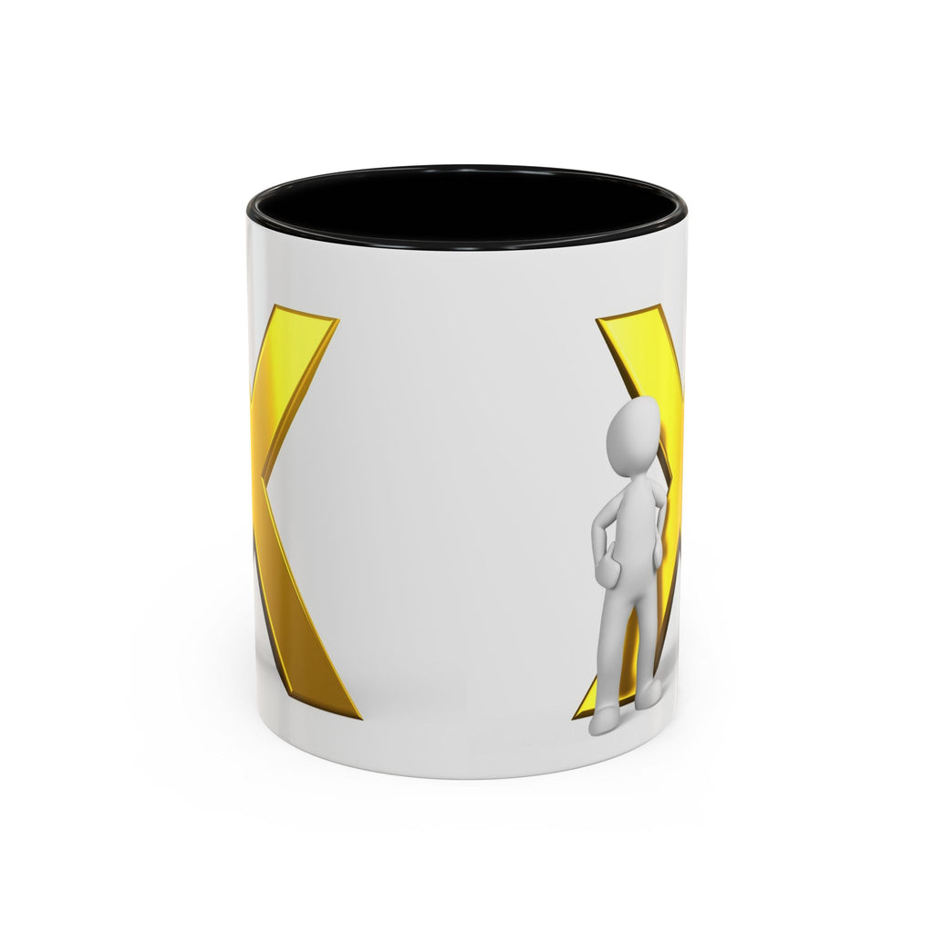 Mug à anse avec lettre X dorée et figurine 3D | Mug à café 11oz 15oz