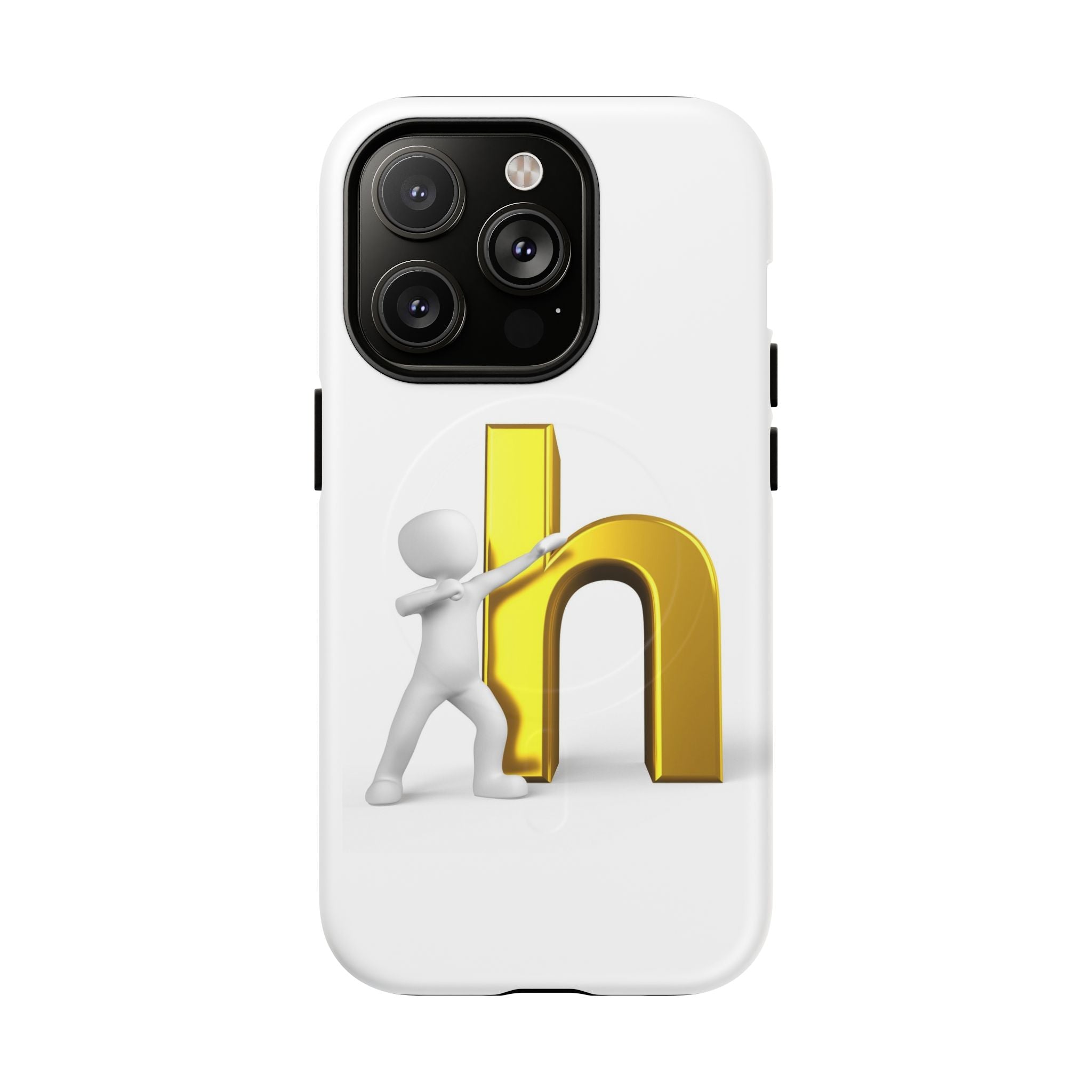 Coque de téléphone 3D avec lettre H dorée poussée | Coque magnétique robuste