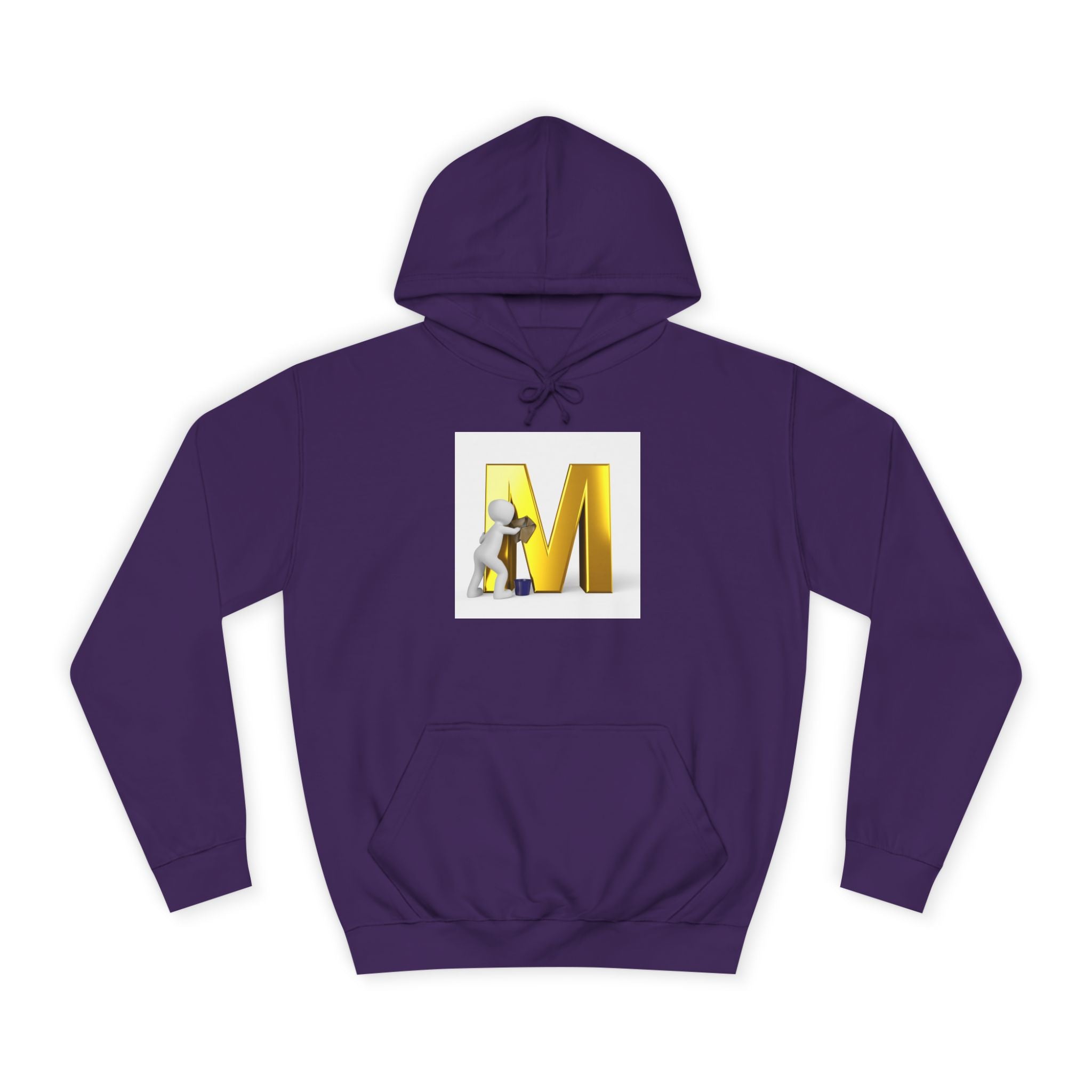 Gold Letter M with Figure Hoodie | Monogram Initial M Sweatshirt