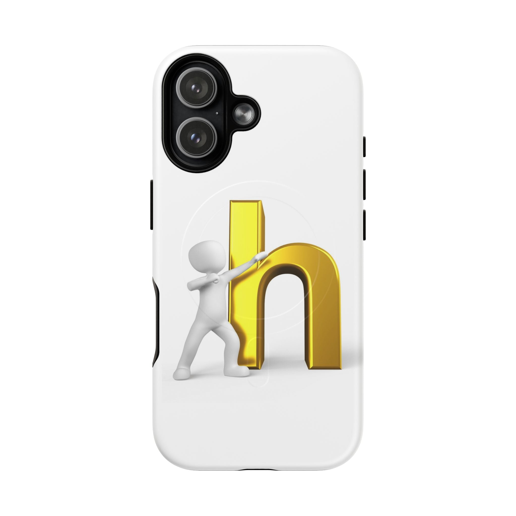 Coque de téléphone 3D avec lettre H dorée poussée | Coque magnétique robuste