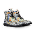 Hundred Dollar Bill Print Boots | Leather Fur-Lined Boots