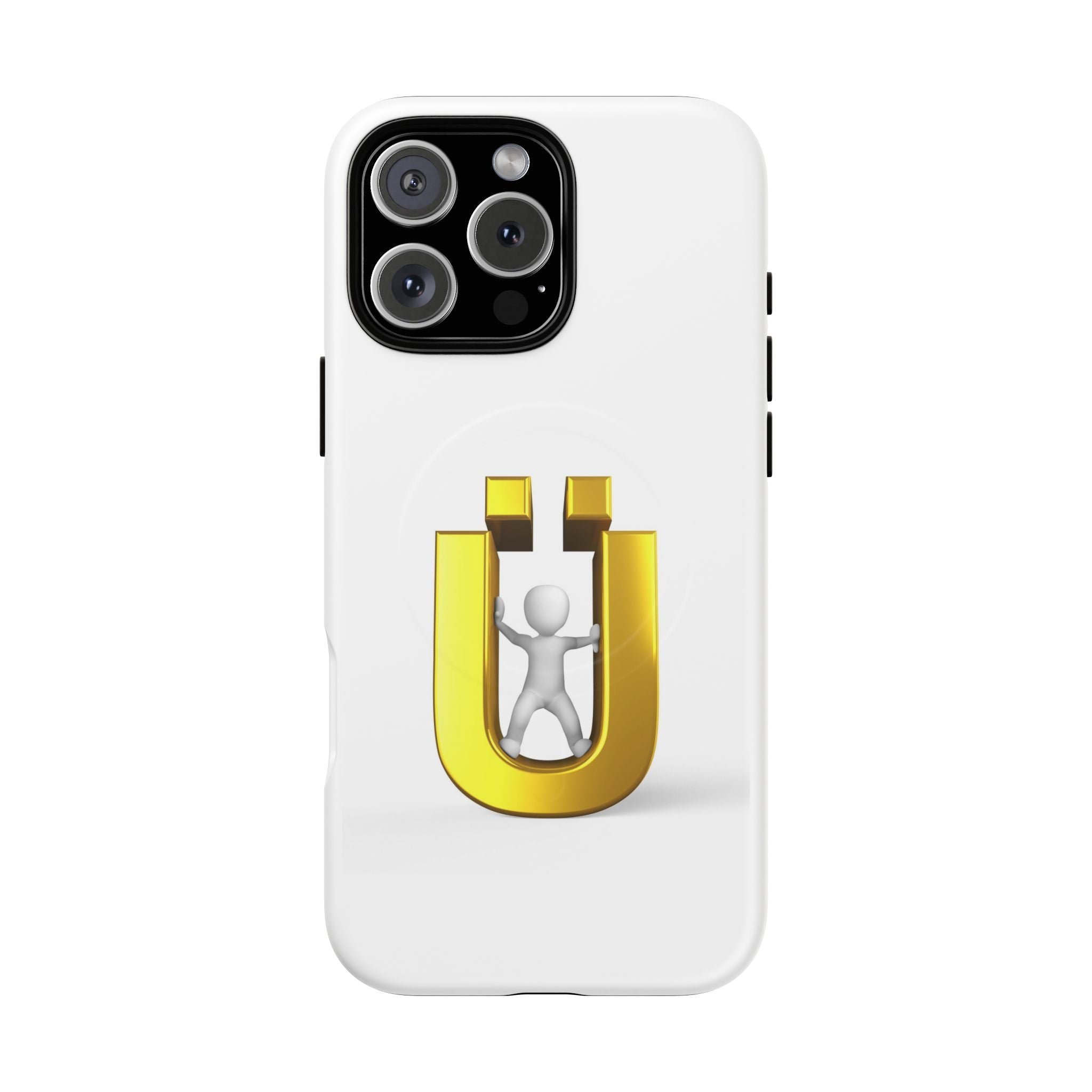 Coque de téléphone à logo lettre Ü dorée | Coque magnétique robuste