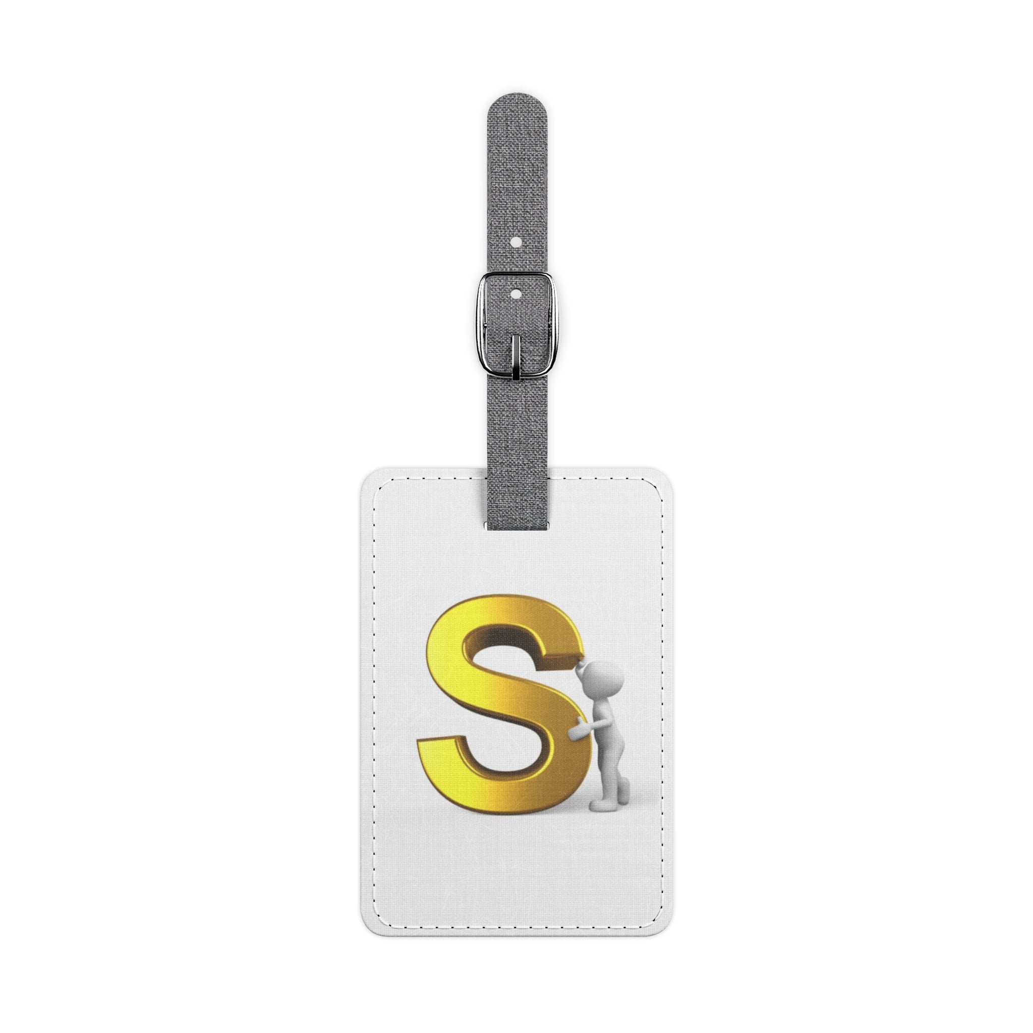 Gold Letter S Monogram Luggage Tag | Rectangle Polyester
