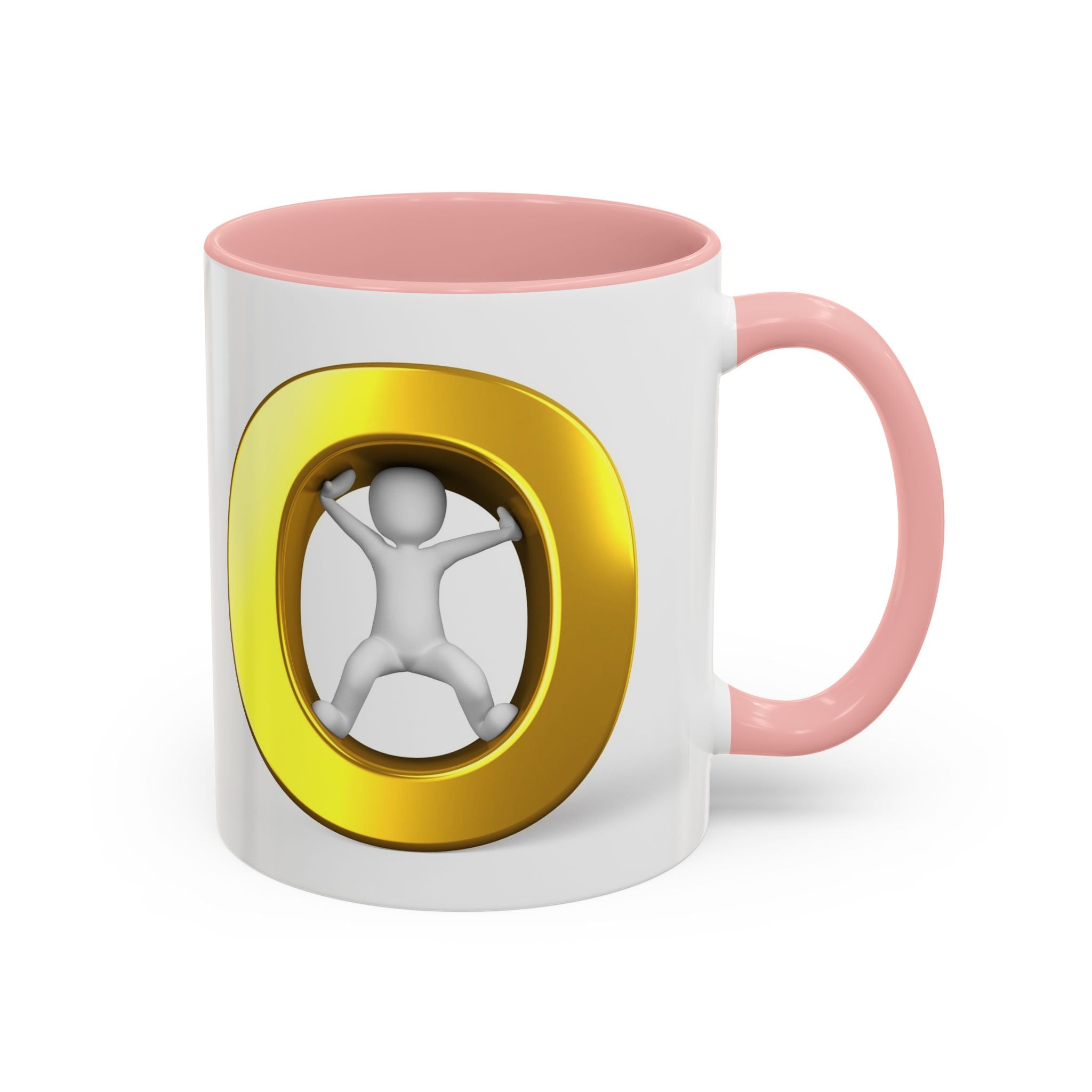 Stick Figure Inside Gold Letter O Mug | Accent Coffee Mug 11oz 15oz