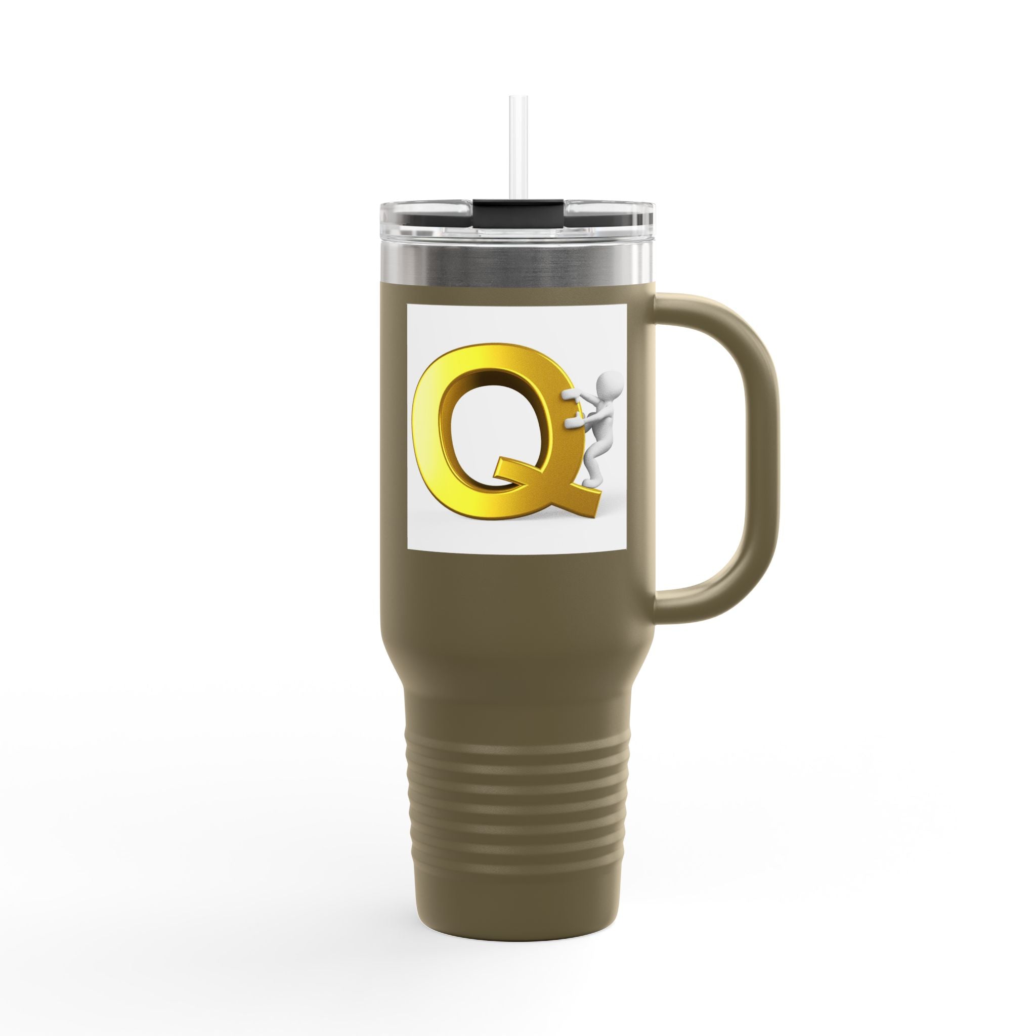 Gold Letter Q Monogram Travel Mug | 40oz Insulated Tumbler