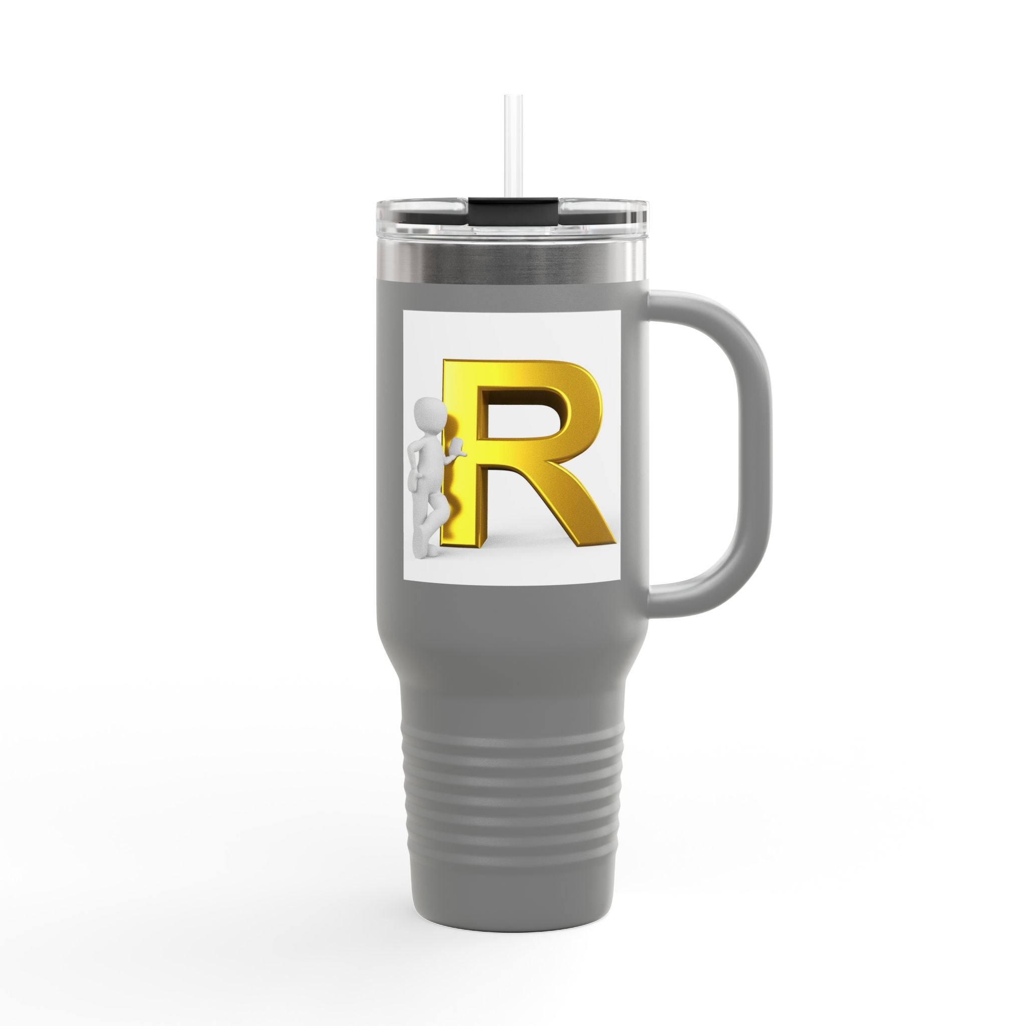 Gold 3D Letter R Initial Insulated Travel Mug | 40oz