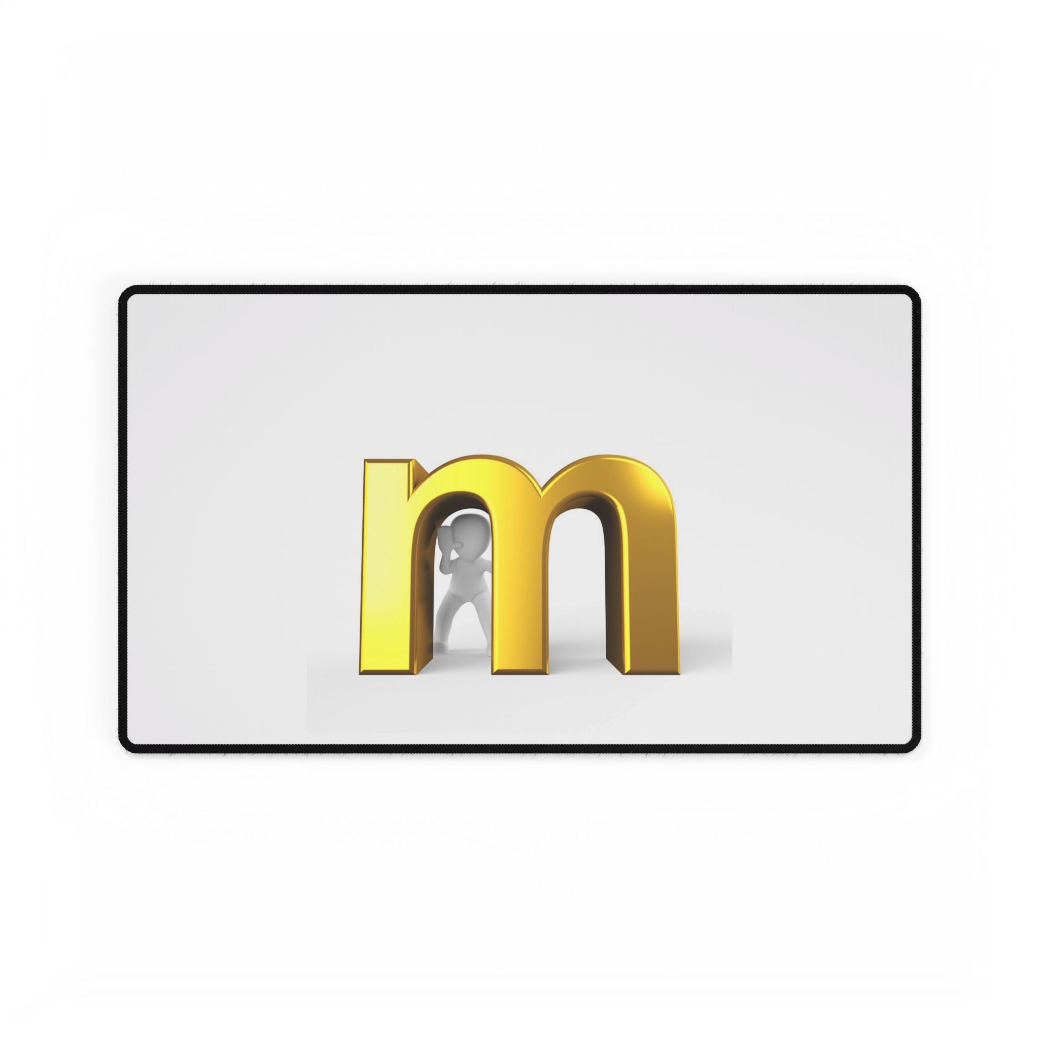 Tapis de souris de bureau lettre M dorée | Tapis de souris monogramme minimaliste