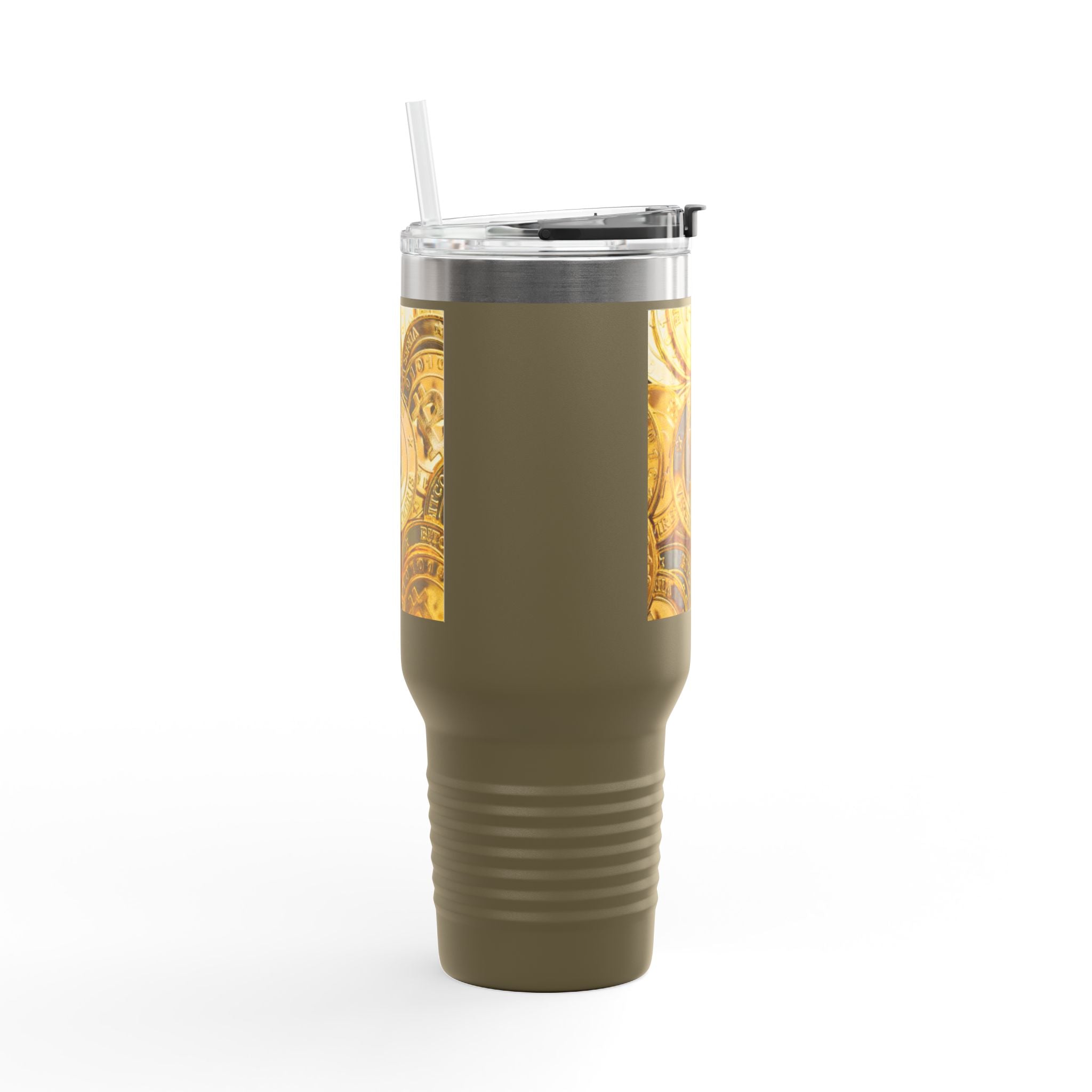 Mug de voyage à motif de pièces Bitcoin | Gobelet isotherme de 1,2 litre