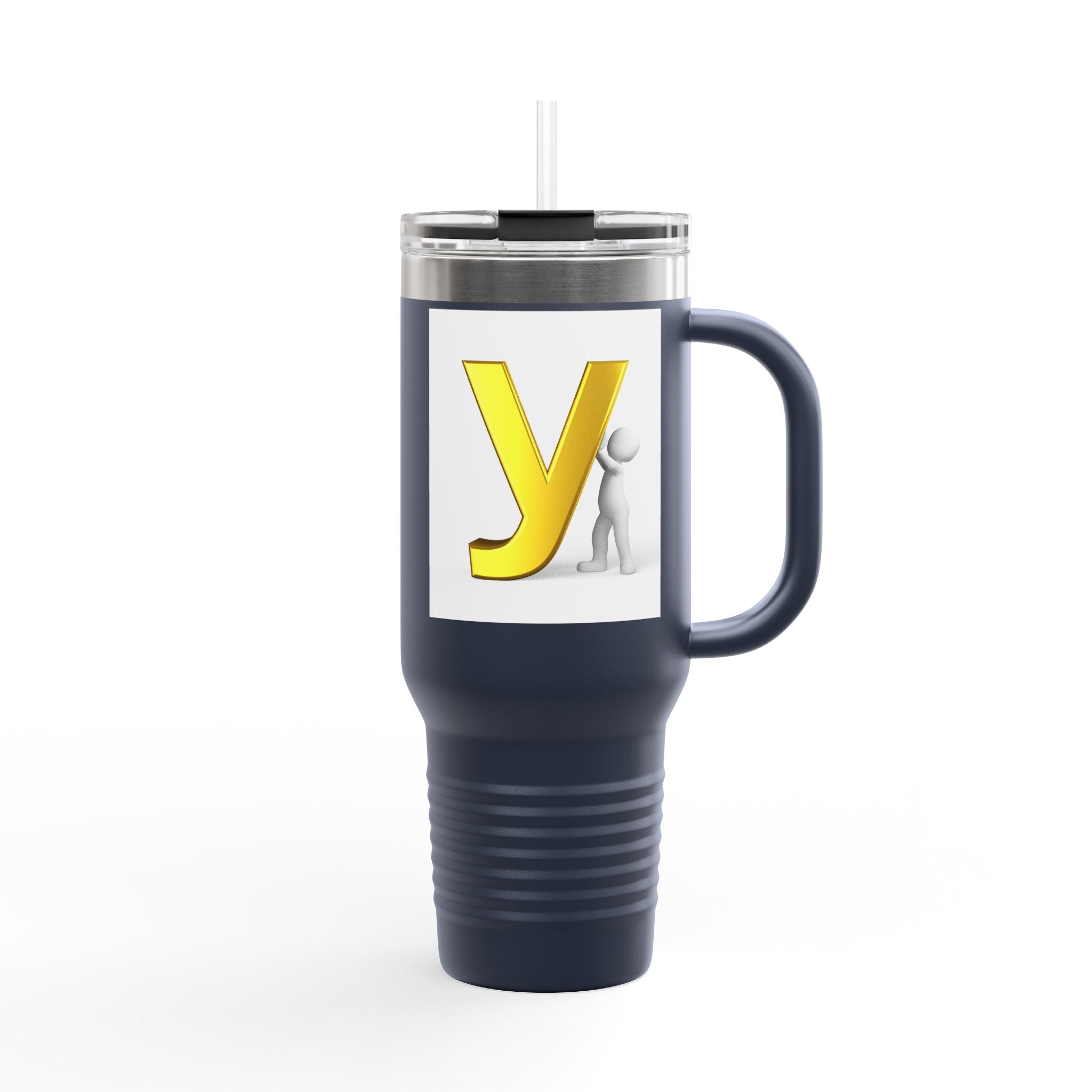 Yellow Letter Y Monogram Travel Mug | 40oz Insulated Tumbler