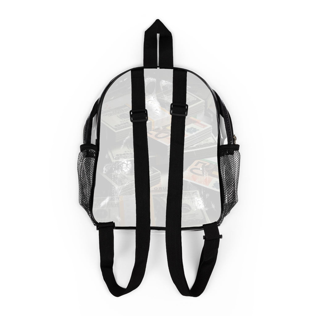Cash Stack print Clear Stadium Backpack | Transparent Money Pattern