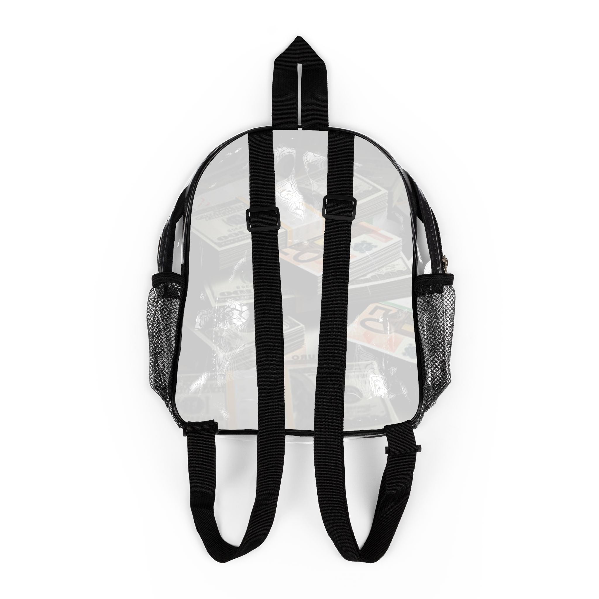 Cash Stack print Clear Stadium Backpack | Transparent Money Pattern