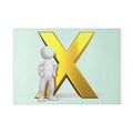 Gold X Initial with 3D Figure Glass Cutting Board | Personalized Letter Kitchen Decor