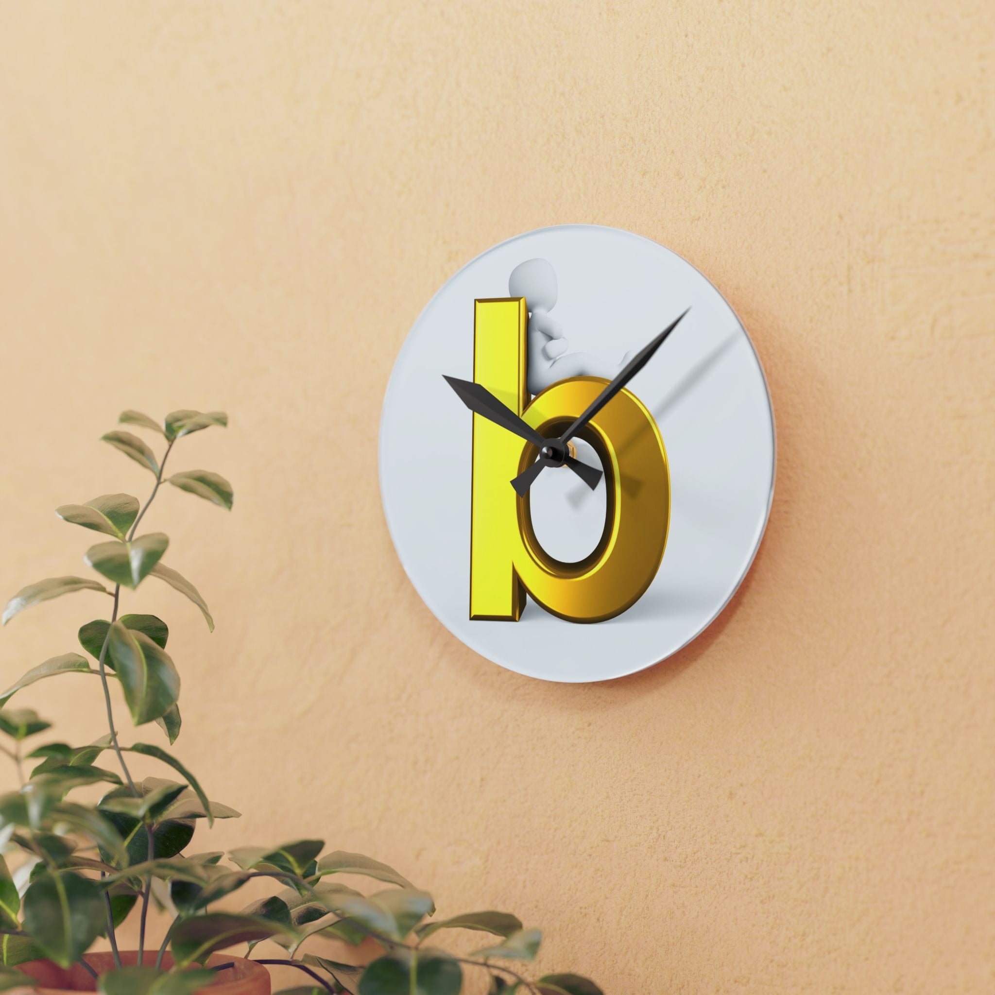Gold Letter b Wall Clock Acrylic Wall Clock | Minimal Typographic Home Decor