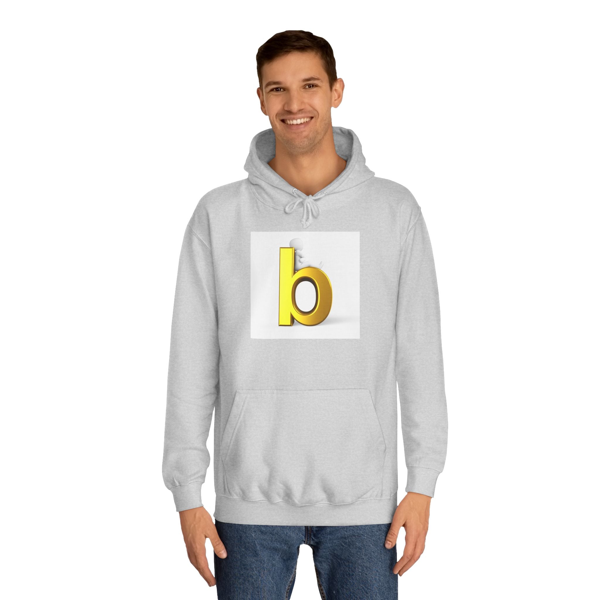 Yellow 3D Letter b Hoodie | Minimal Monogram Initial Sweatshirt