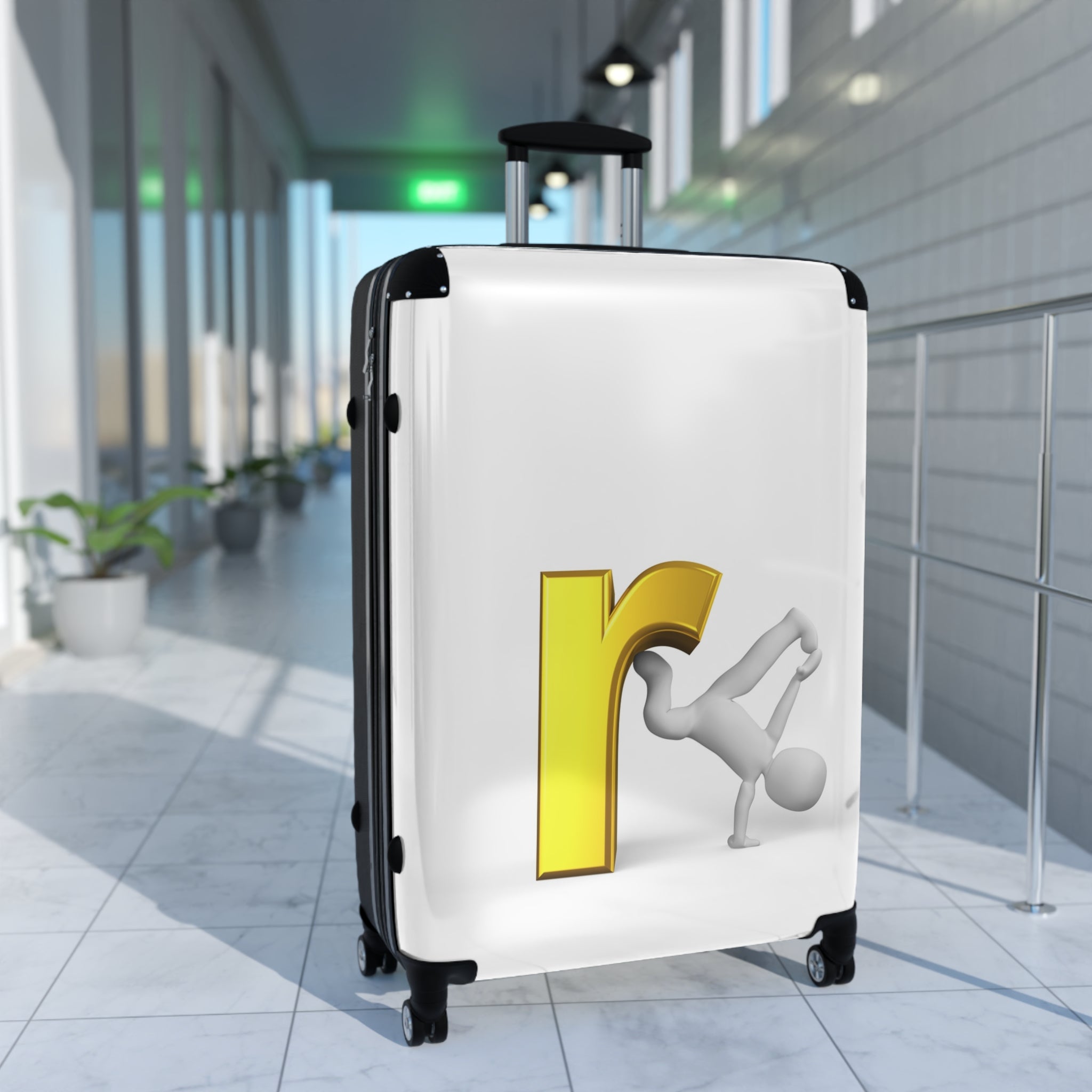 Yellow Letter R Breakdance Character Suitcase | Personalized Luggage Cover