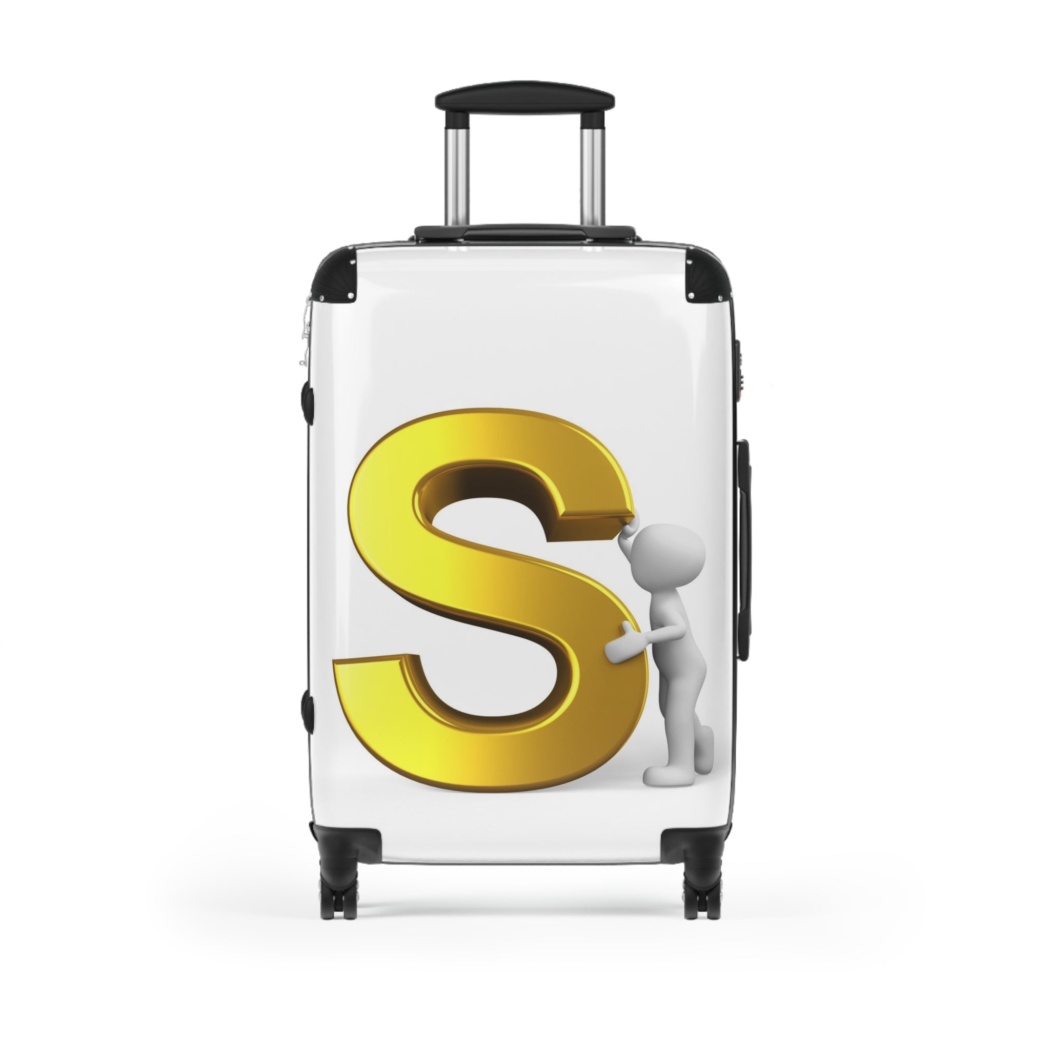 Gold Letter S Monogram Suitcase | Personalized Initial Luggage