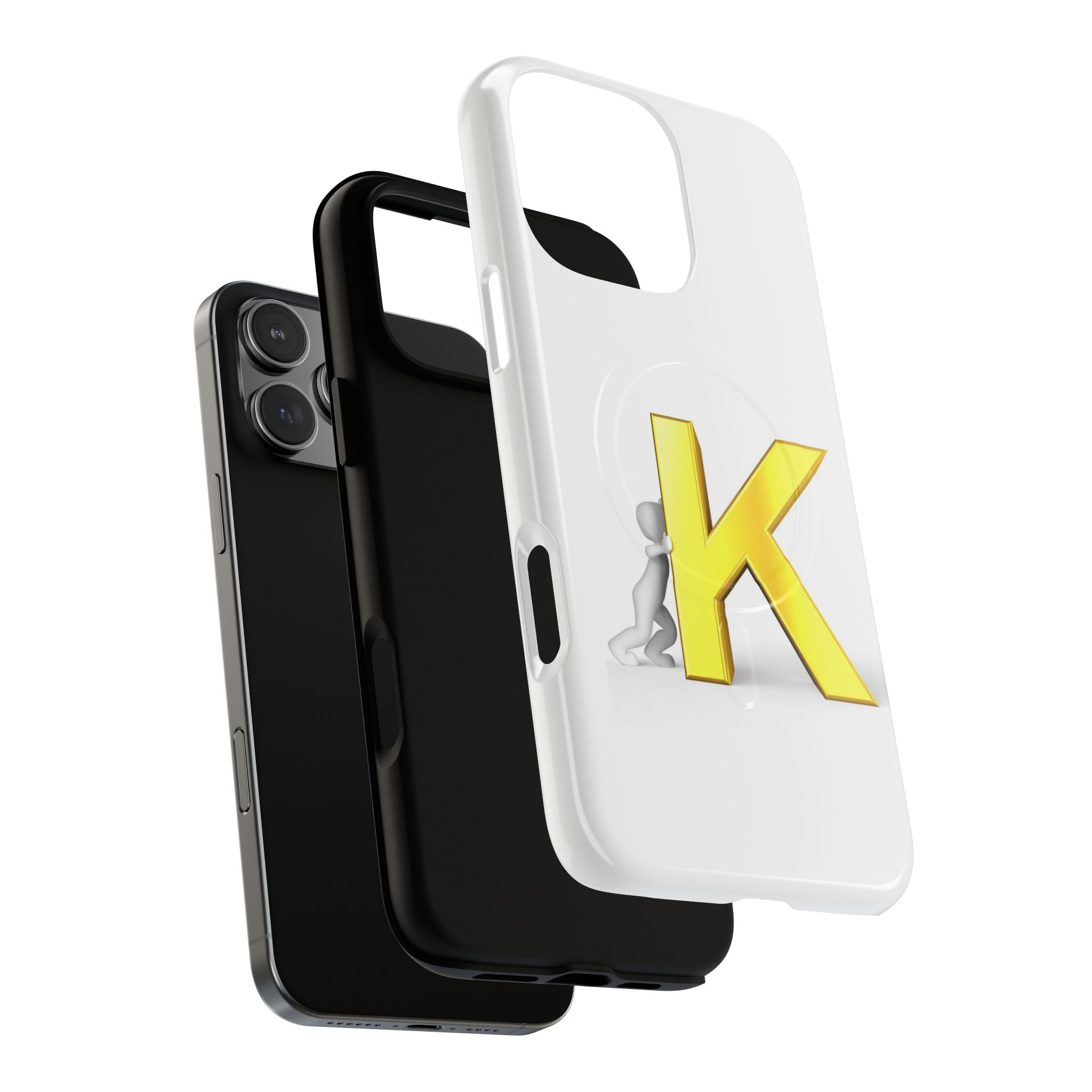 Yellow K Letter Phone Case | Tough Magnetic Case, Monogram Initial K