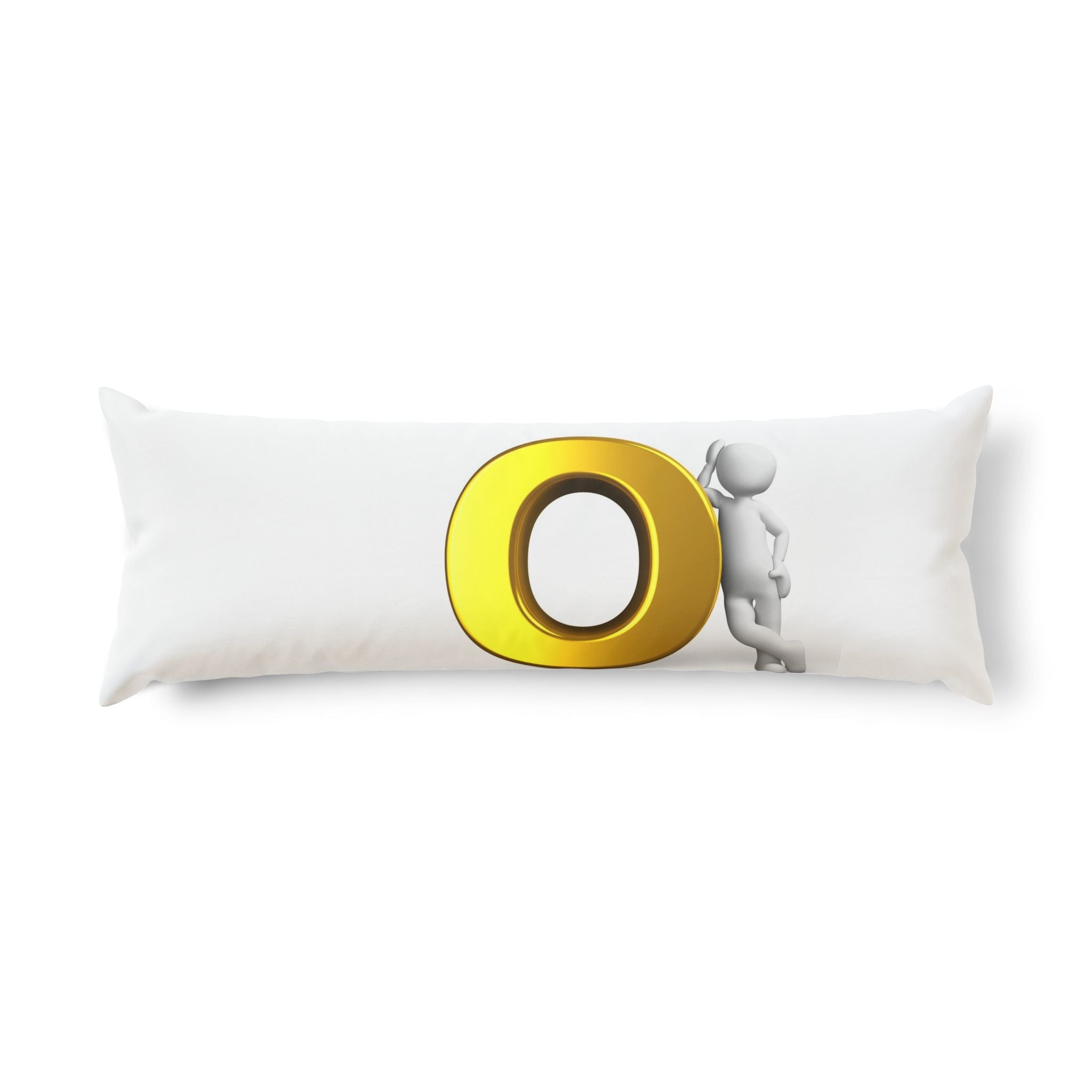 3D Gold Letter O with Leaning Figure Body Pillow | Alphabet Initial Pillowcase