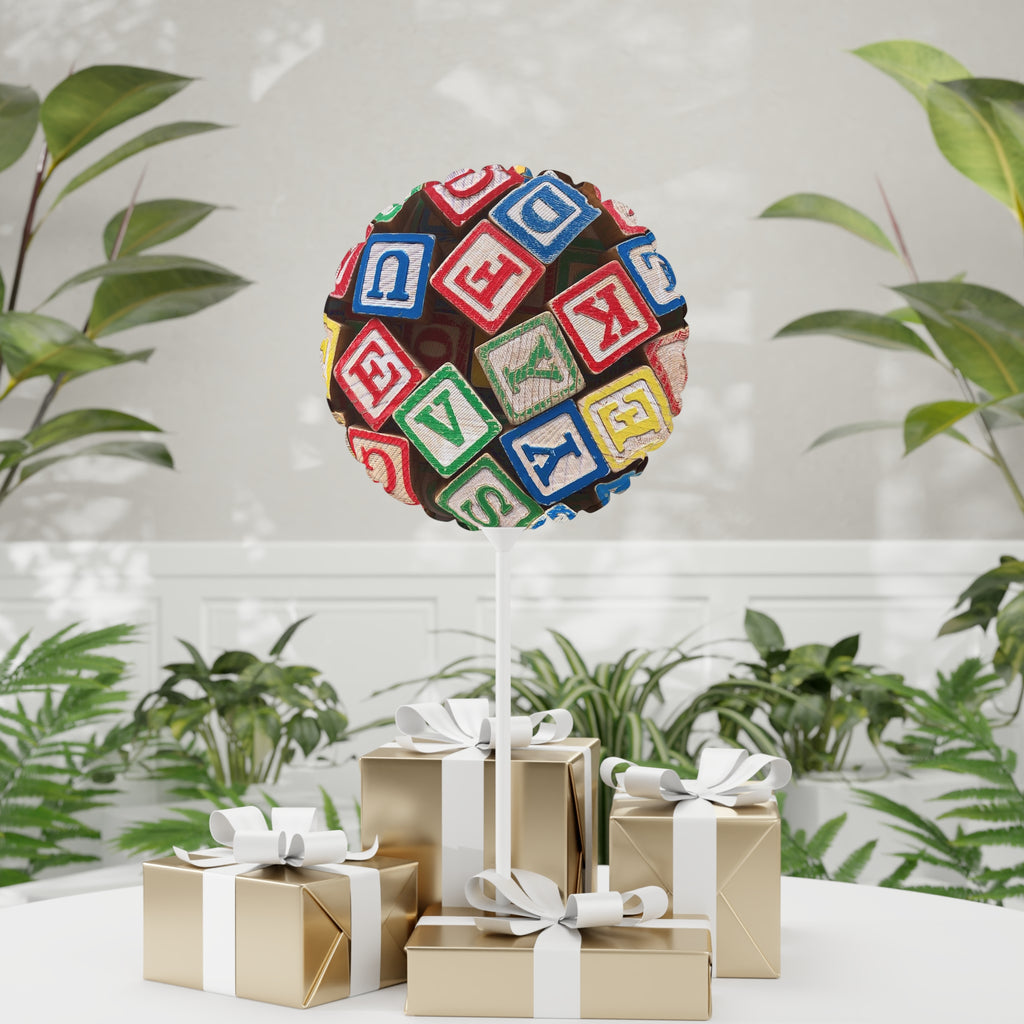 Alphabet Blocks Pattern Balloon | 11" Round/Mylar