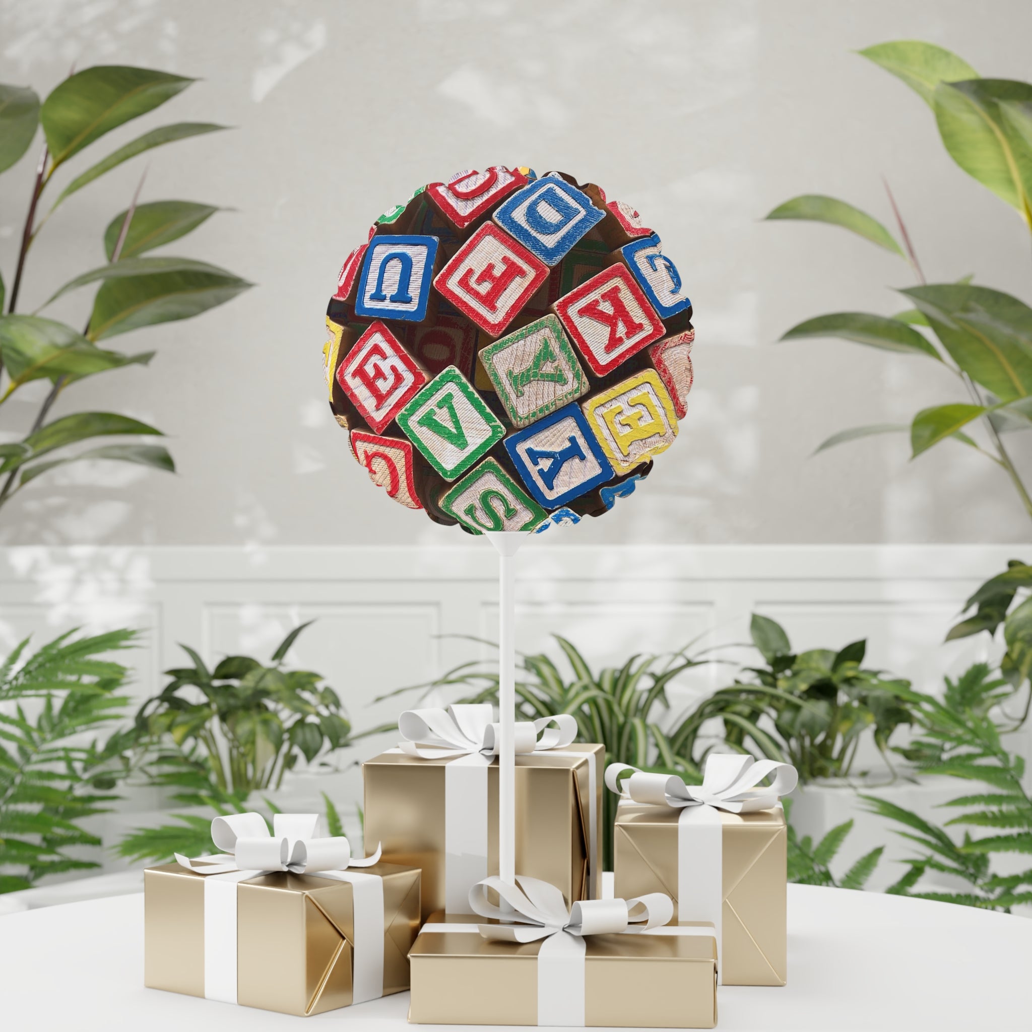 Alphabet Blocks Pattern Balloon | 11" Round/Mylar