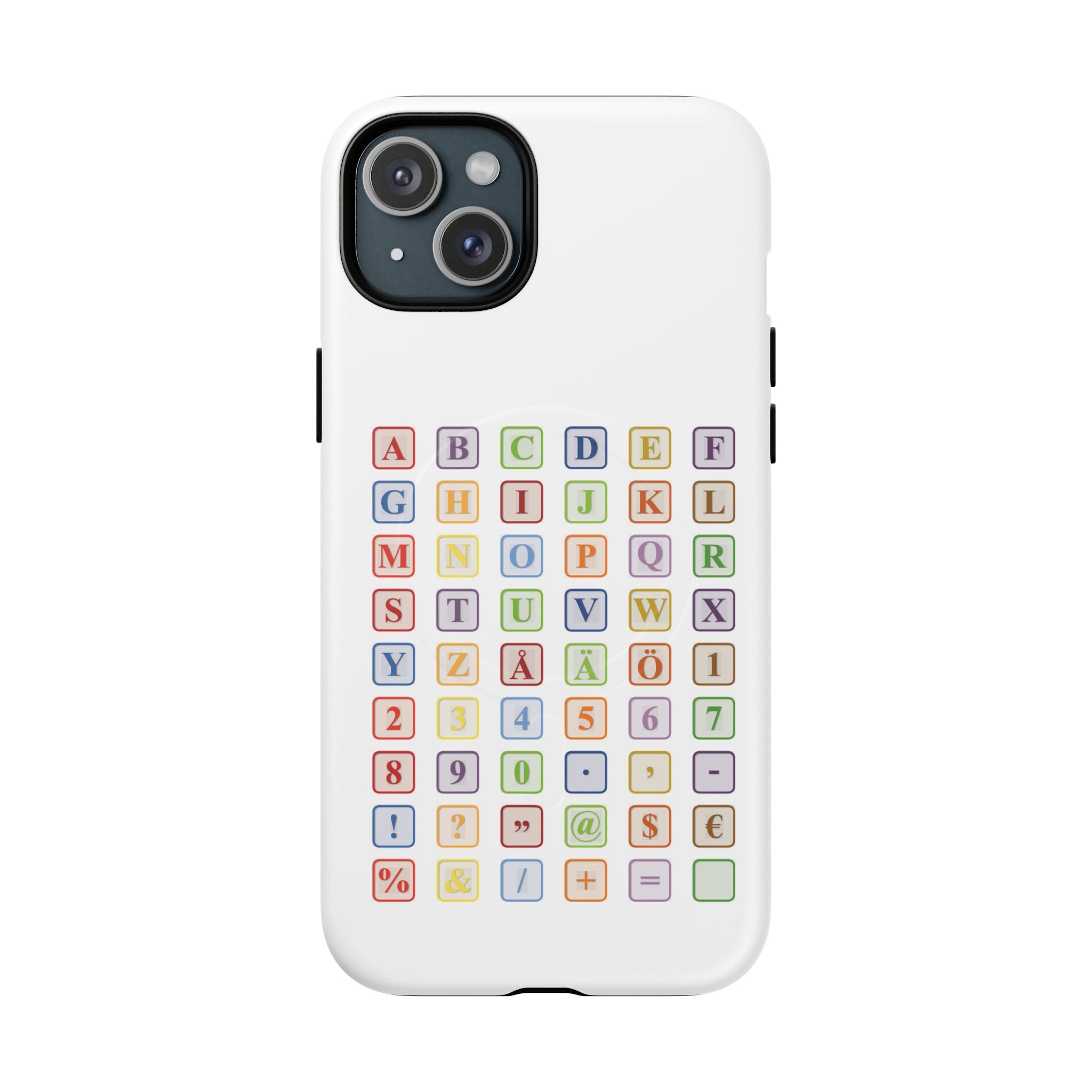 Coque de téléphone Alphabet Blocks | Coque magnétique résistante, grille de lettres colorées