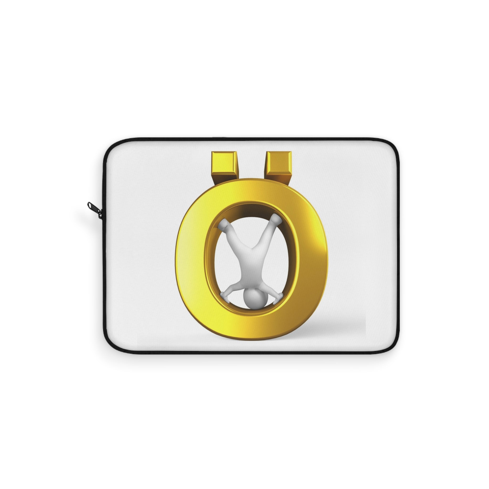 Golden Letter Ö with 3D Figure Laptop Sleeve | Minimal Tech Accessory