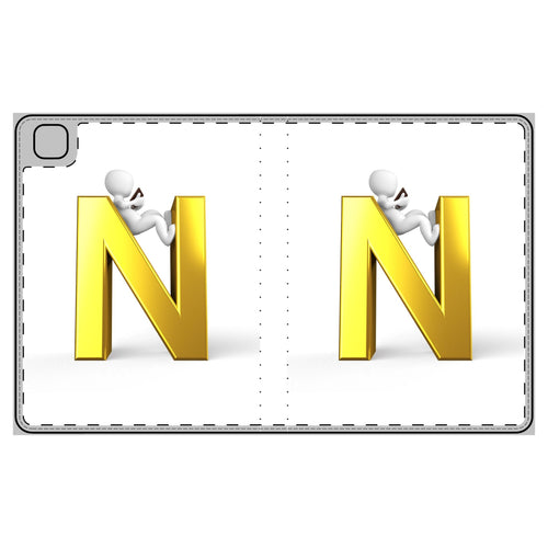 Étui Folio avec Monogramme et Lettre N Or 3D