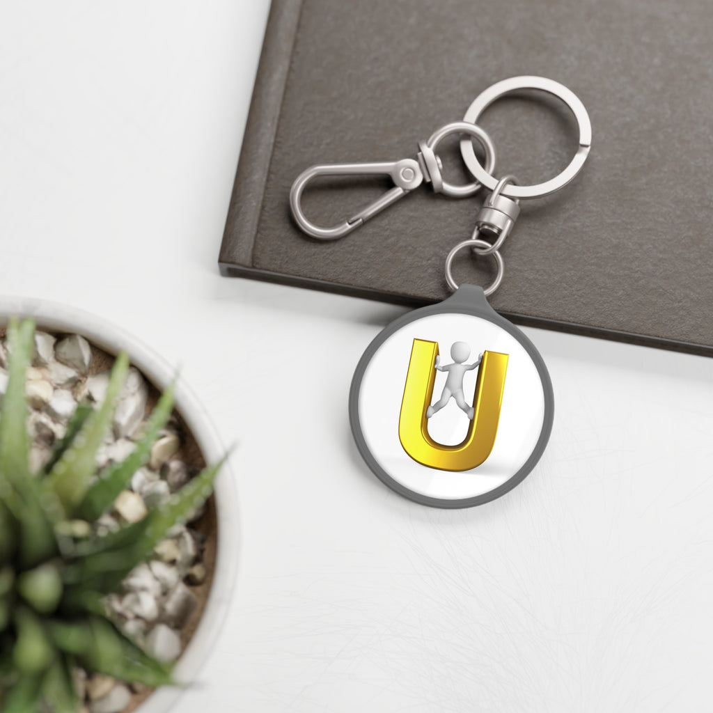 Gold Letter U Monogram Keyring | Initial Keychain Tag
